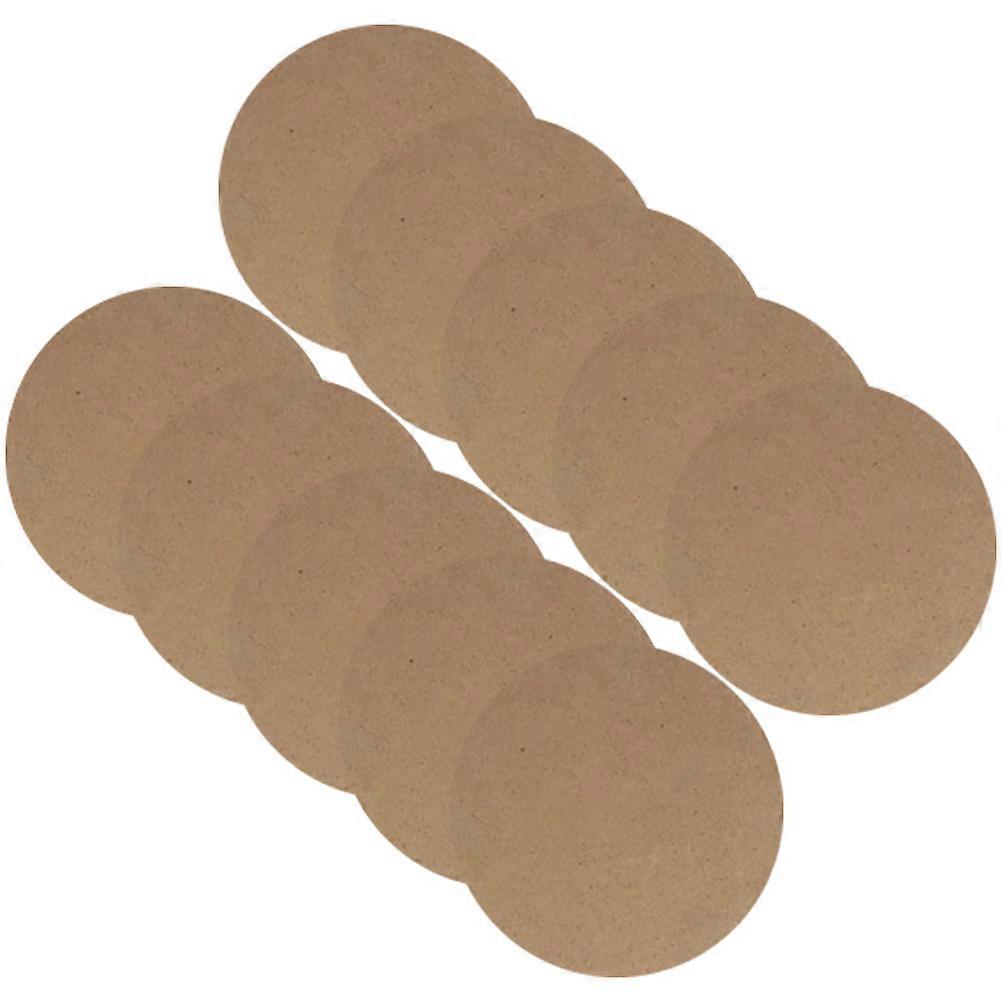 Wood Pottery Board 10Pcs Craft Board Brown Round Handcrafted Texture for Home Use