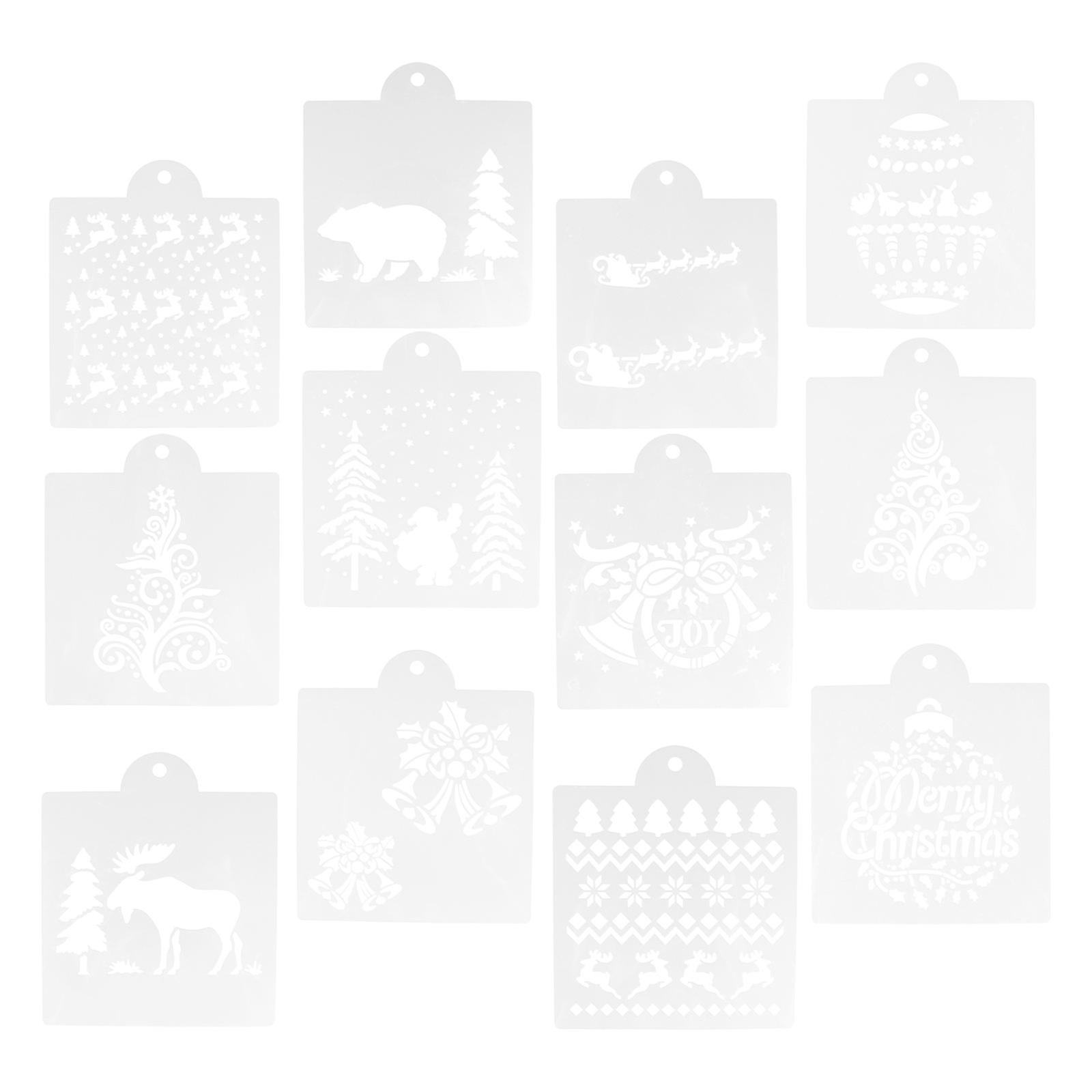 Christmas Cake Embossing Mold for Cake Decoration 24Pcs White Stencil Set