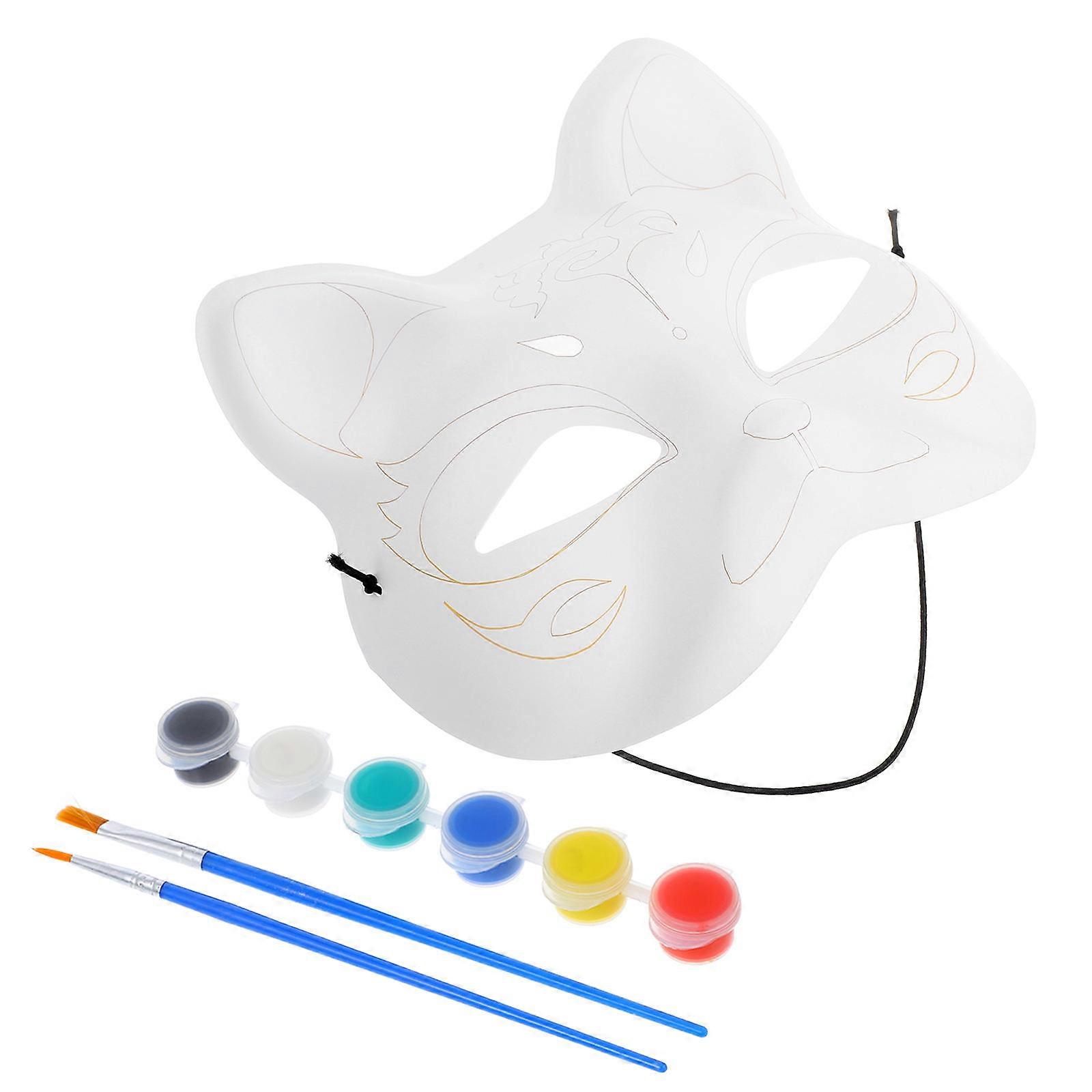 Blank Cat Mask DIY Craft 4 Sets Suitable For Halloween Events Parties And Stage Performances Painting DIY Enjoyment