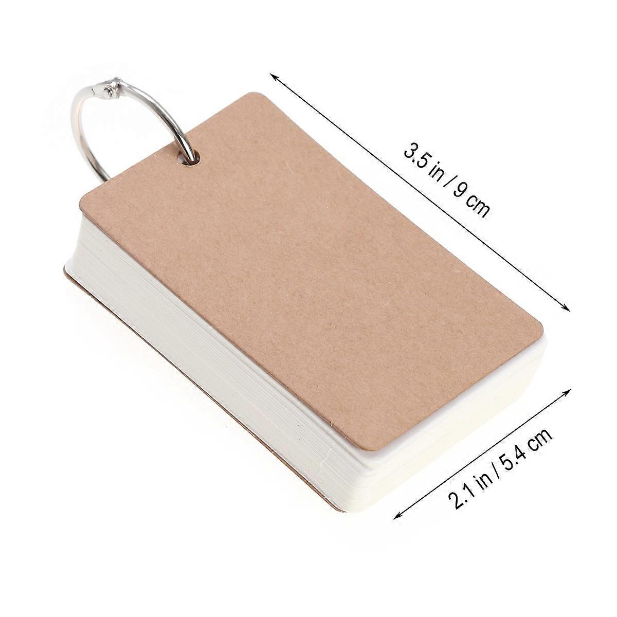 White Kraft Paper Binder Ring Study Cards for Noting 2Pcs 50 Pages