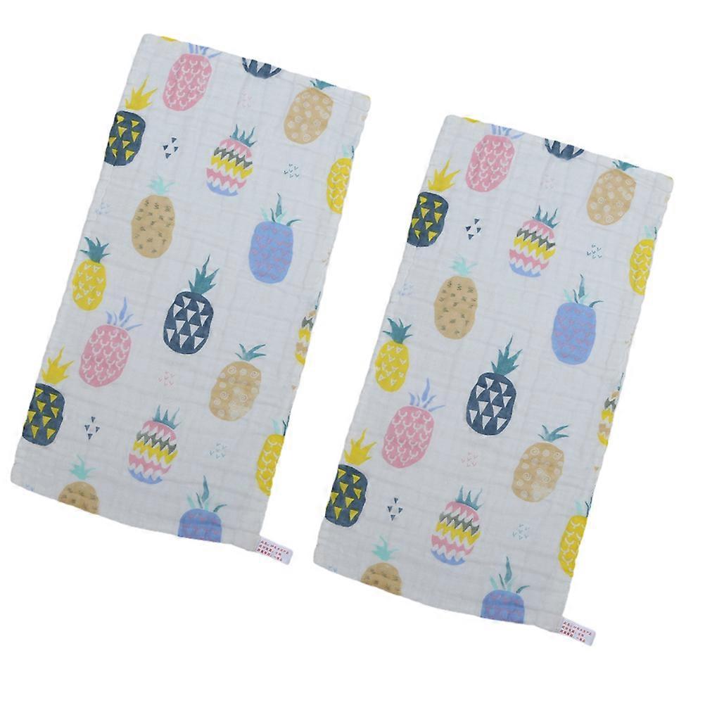 Small Towel With Pineapple Pattern For Kids Daily Use Red 25x50cm Facial Cleaning 4 Pcs