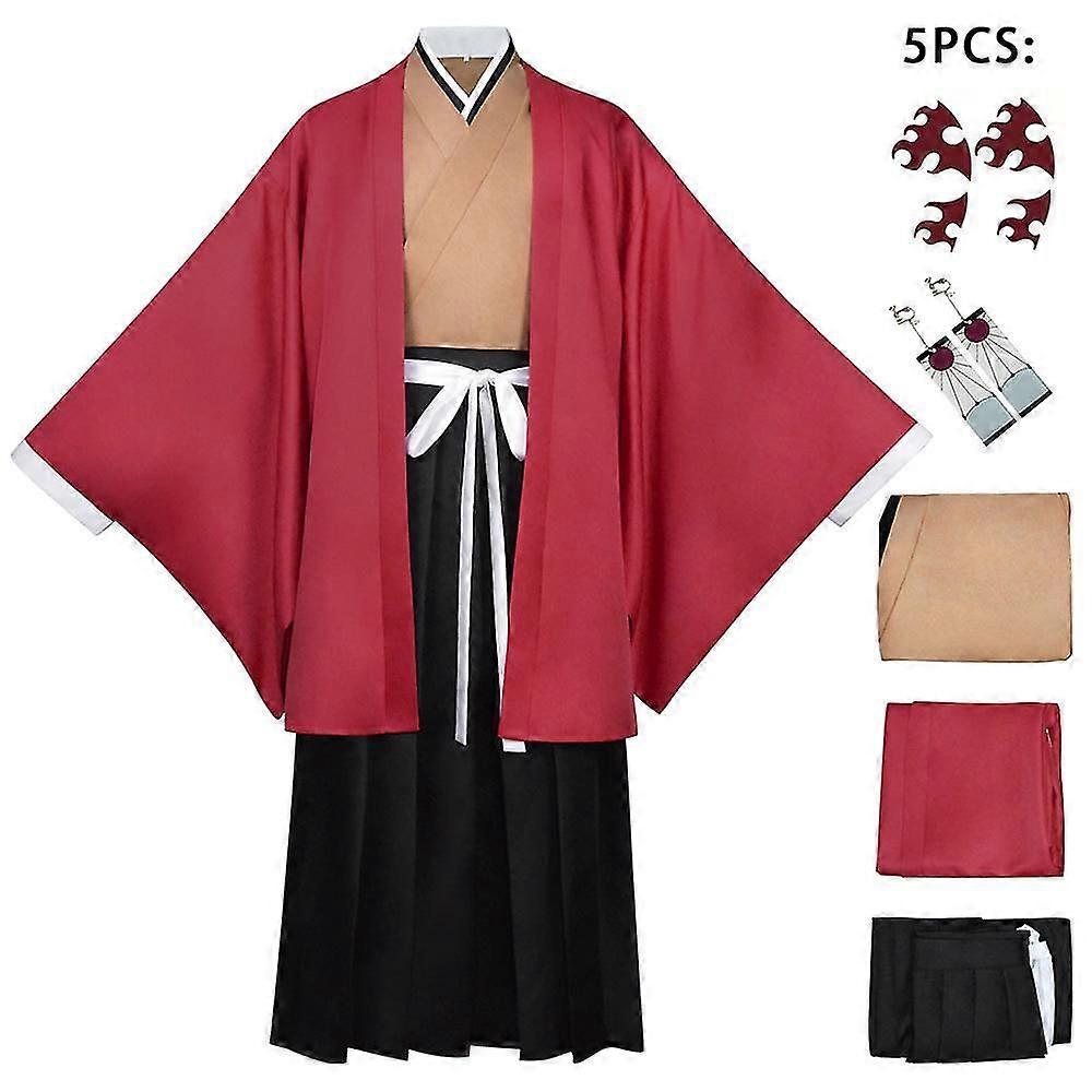 Tsugikuni Yoriichi kostüm anime cosplay erkekler küpe dövme ile kimono üniforma