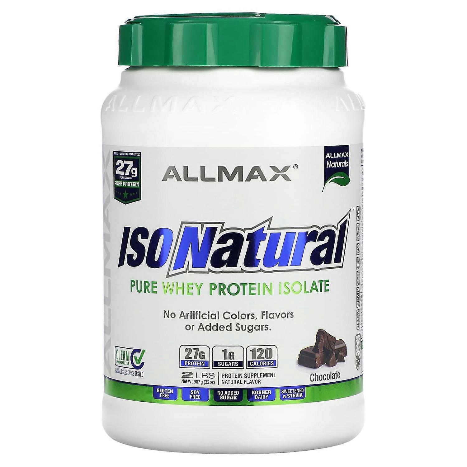 ALLMAX, IsoNatural  Pure Whey Protein Isolate, Chocolate, 2 lbs (907 g)
