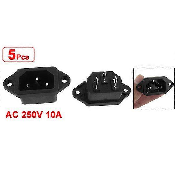 5 Pcs 3P IEC 320 C14 Male Plug Panel Power Inlet Sockets Connectors AC 250V 10A