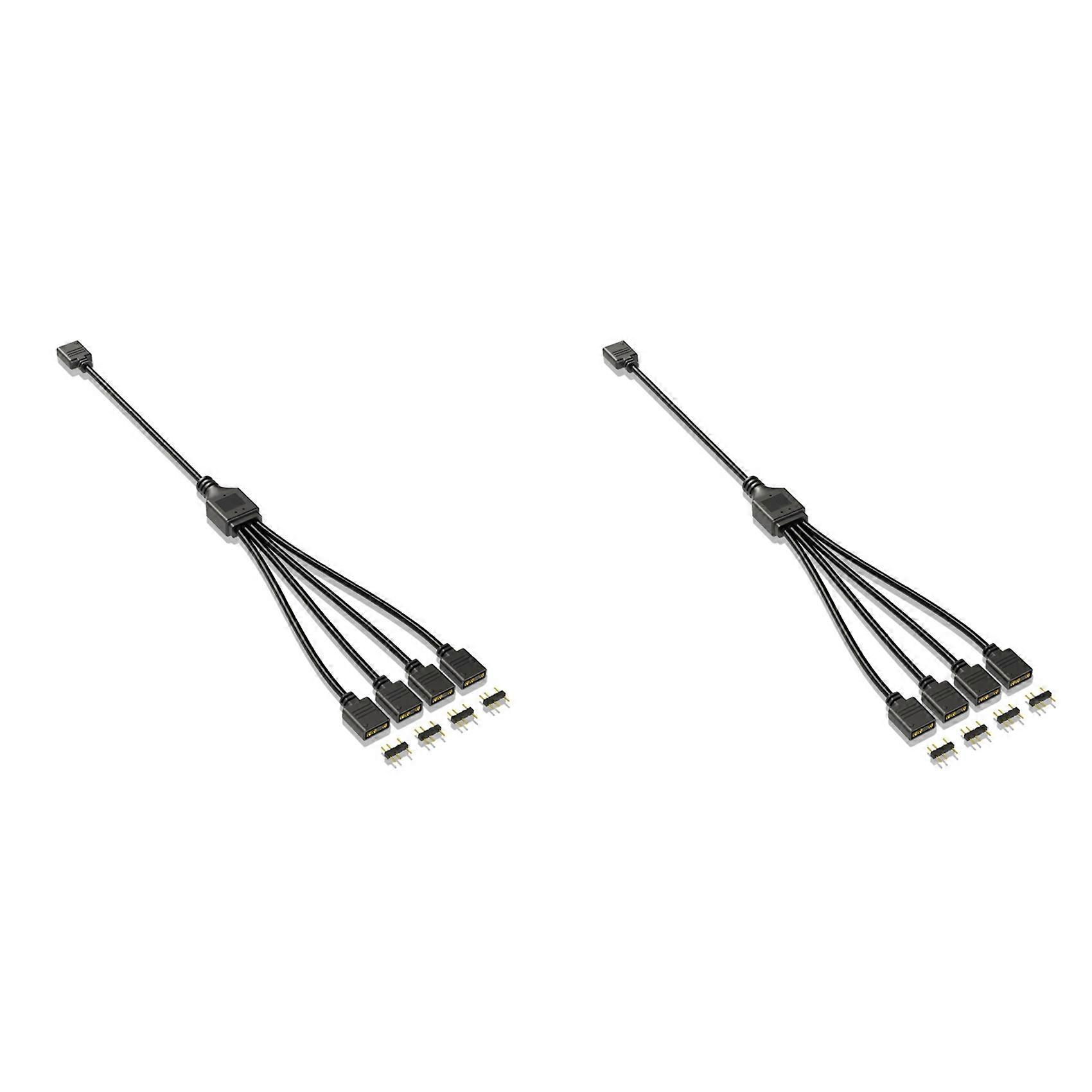 2X 5V 3-Pin Extension Cable for Computer Motherboard 1 Point 4 Hub Cable Connection Extension ARGB Splitter, Black