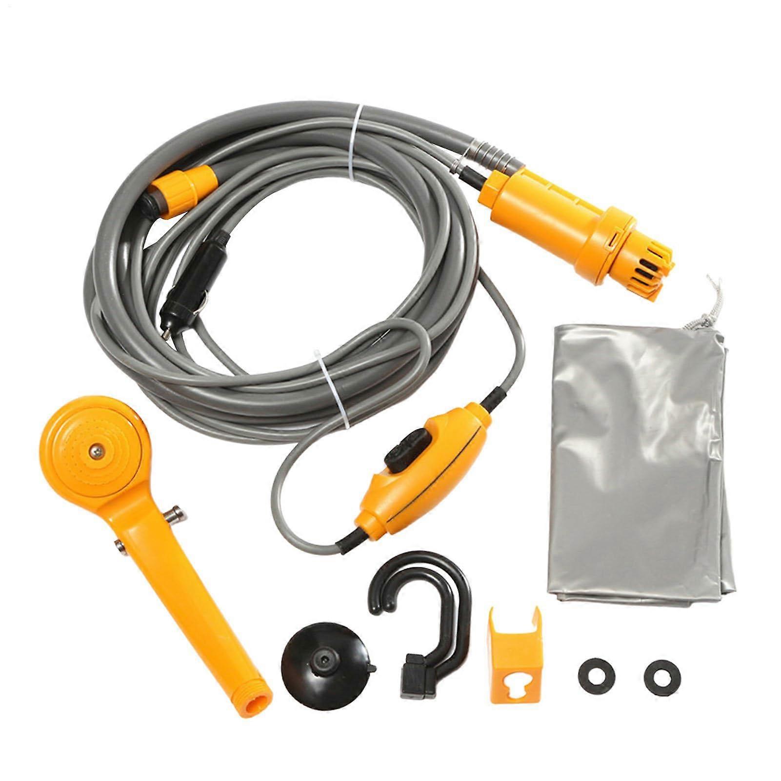 Portable Shower 12V Handheld Camping Shower Pump With Head Car Lighter Powered Handheld Shower Kit
