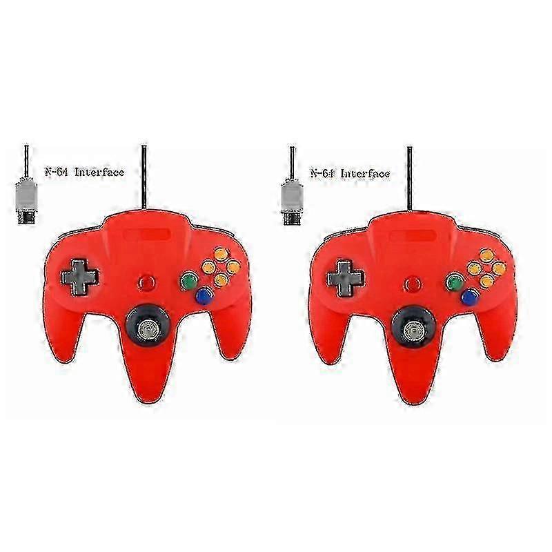 2 Pack Classic Wired N64 Controller Retro Games 64-bit Gamepad Joystick Replacement Controller - S
