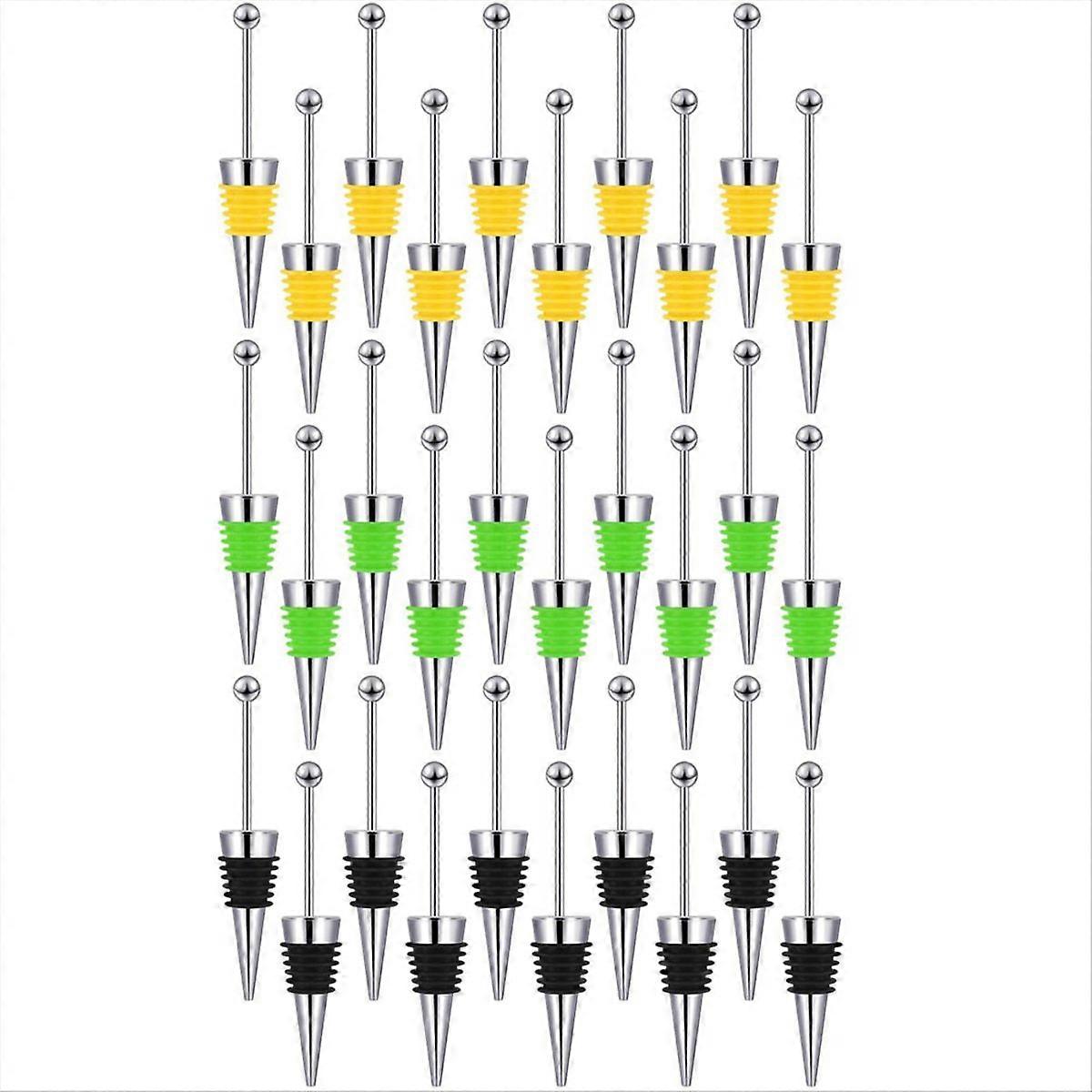 30 Pcs Beadable Wine Stoppers for Wine Bottles Decorative Beaded