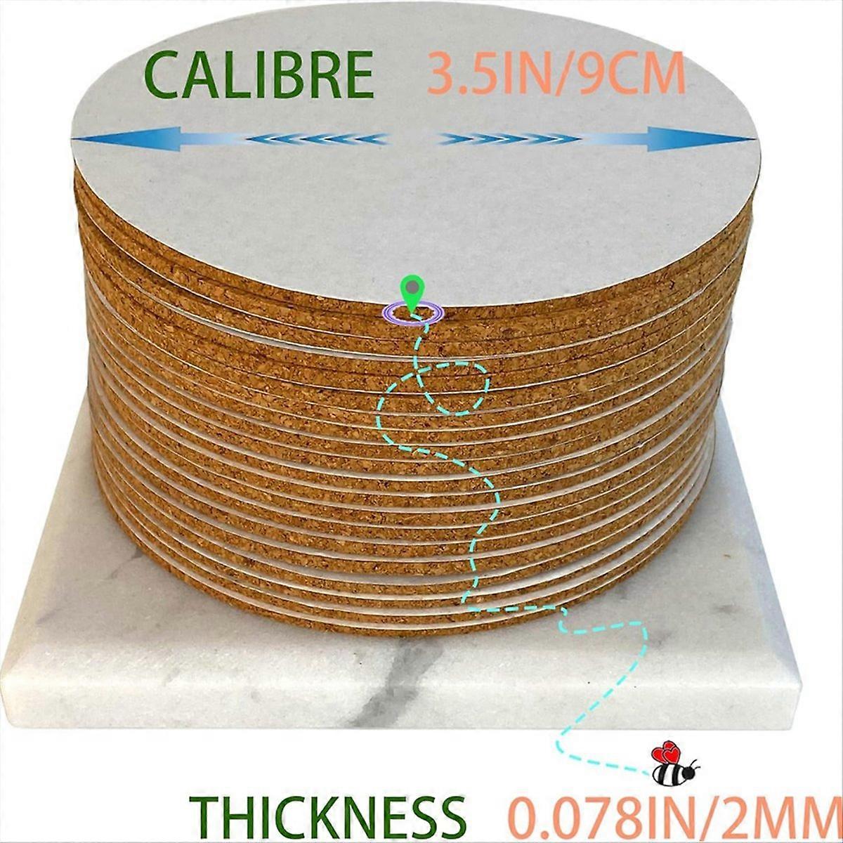 40Pack Self-Adhesive Cork Round 3.5 Inch Backing Sheets Cork Coasters