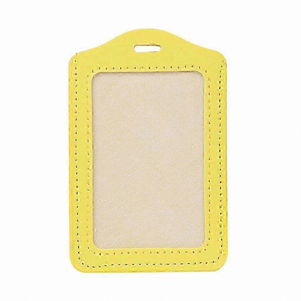 Vertical Leather ID Card Holder with Window, 10 Color Options for Business and Work Badges
