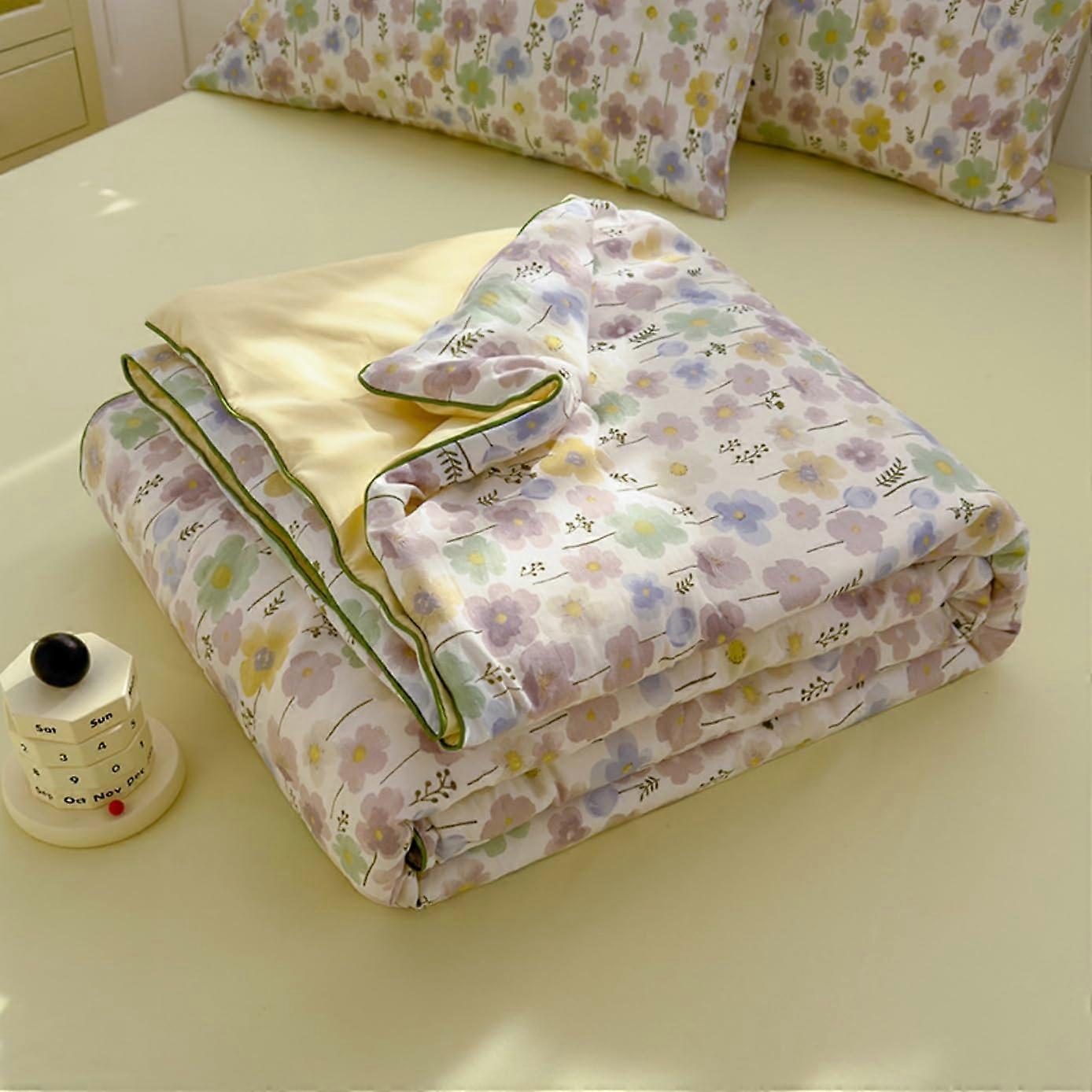 Lightweight Summer Quilt Reversible Single & Double Washed Cotton & Soy Fiber Fill All Season Color 5 150x200 CM
