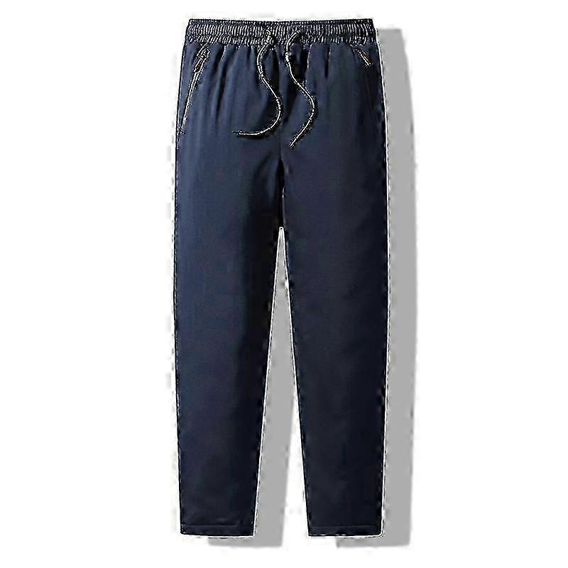 Men Fall Winter Sweatpants Drawstring Elastic Waist Pockets Loose Warm Casual Thickened Plush Windproof Jogging Exercise Long Trousers
