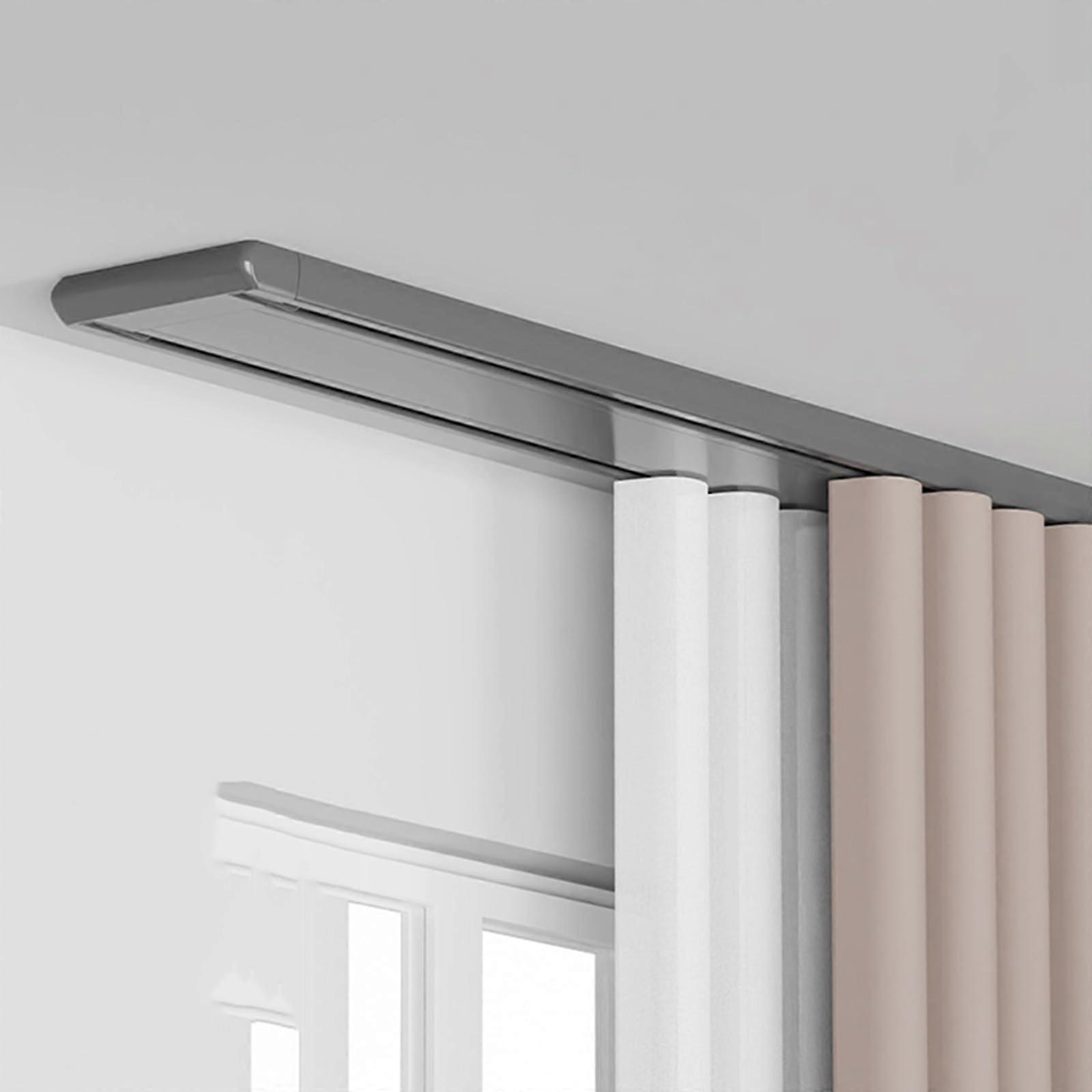 Silent Double Curtain Track 1m5m Complete Set With Accessories Black 3.1m For Shower Windows RV Room Divider