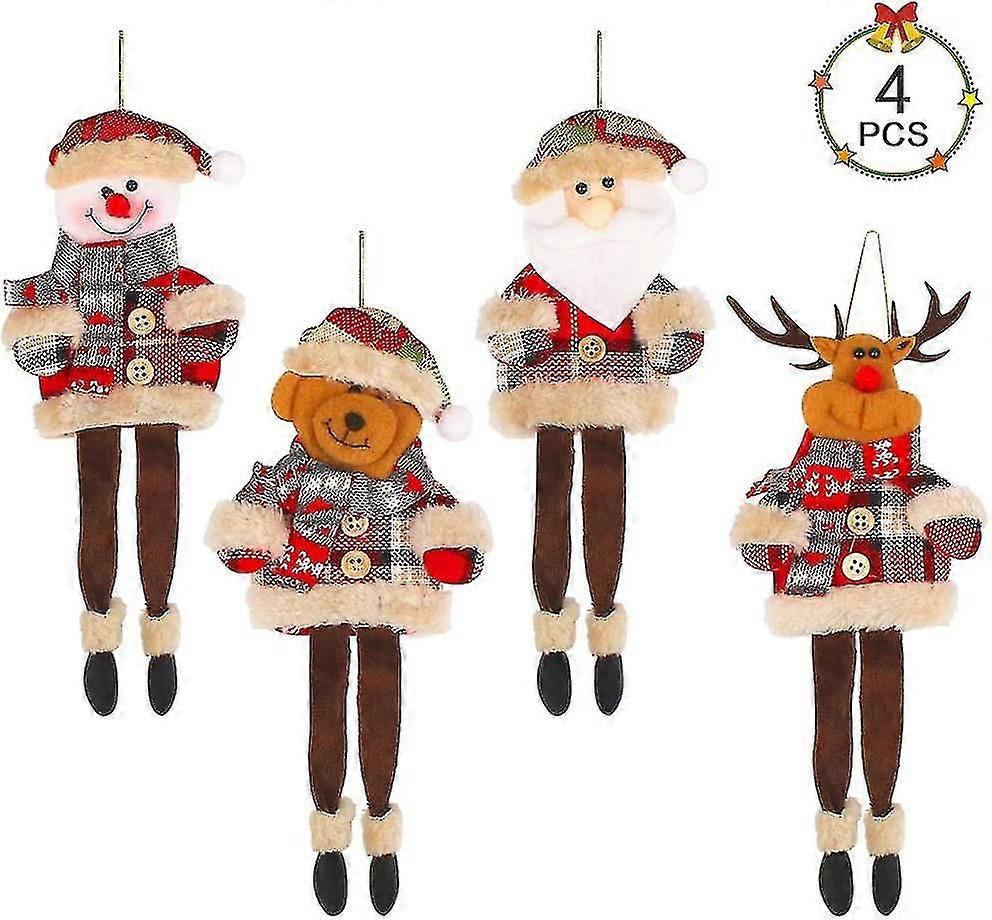 4件圣诞树装饰品圣诞挂饰圣诞装饰品套装圣诞树圣诞老人装饰品