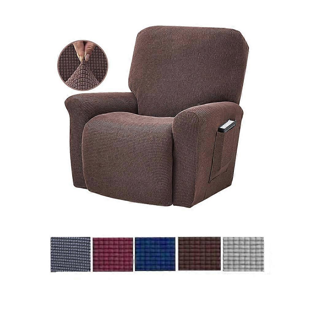 DESTYER Stretch Recliner Cover All-inclusive Solid Waterproof Sofa Cover Simple Chocolate
