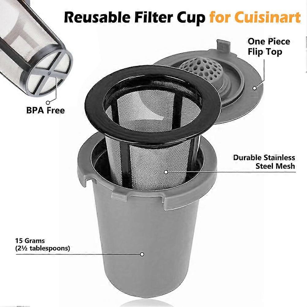 Replacement Parts Grey Reusable Filter Cup, Compatible for Cuisinart Single Serve Coffee Makers