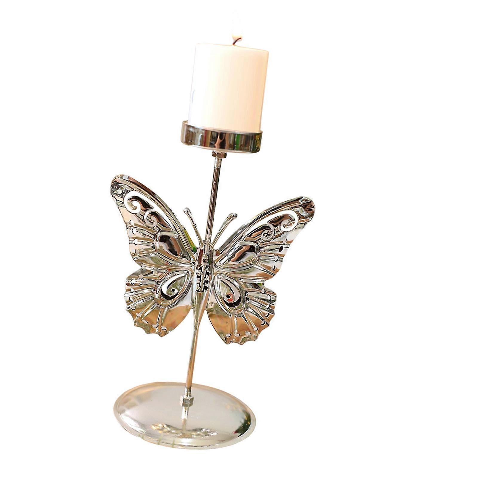 Iron Candle Holders Stand with Christmas Snowflake Star Butterfly Tree Pattern Candlestick for Home Tabletop Decoration Multicolor