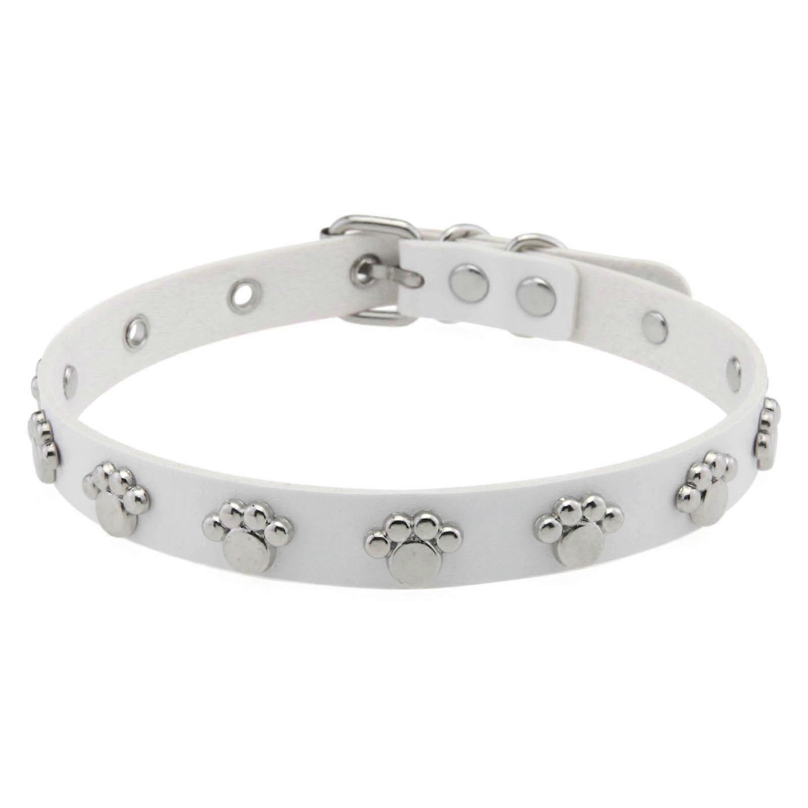 Durable PU Leather Paws Necklace Collar Choker For Role Play Costume Parties And Daily Outfit Styling  White
