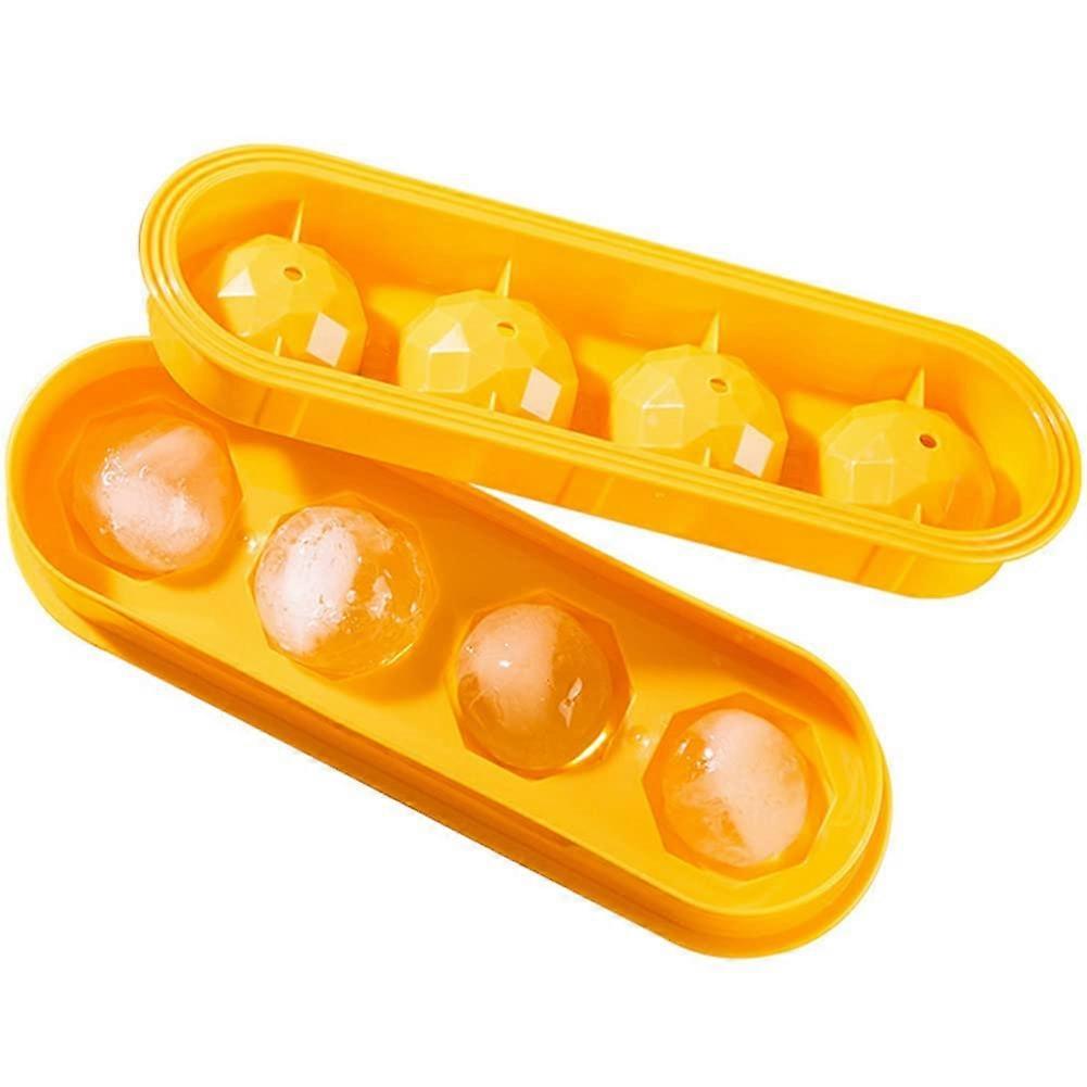 Round Ice Cube Tray Easy Release Reusable Ice Ball Mold for Whiskey Cocktails Orange
