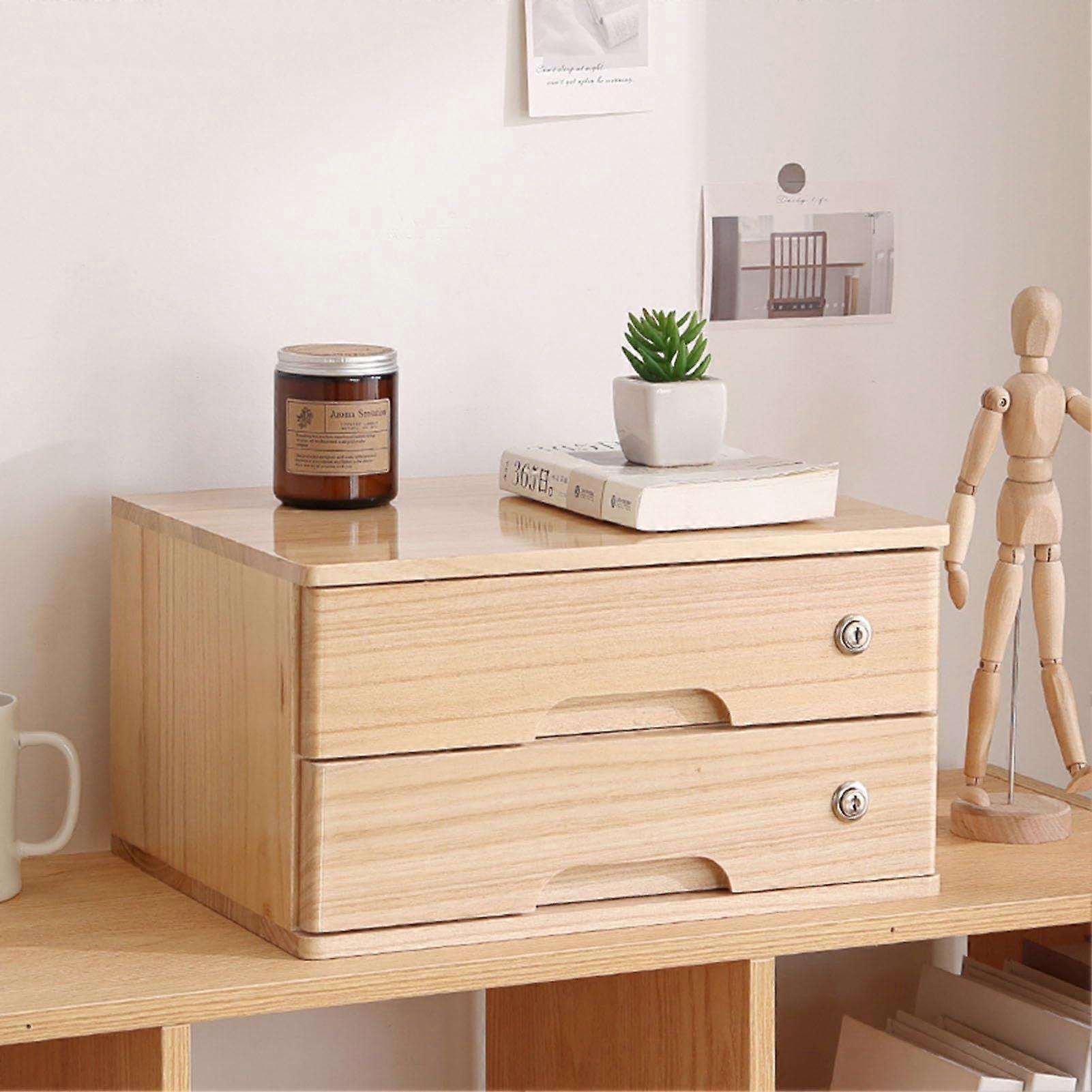 Lockable Wooden Desktop File Cabinet, 4Tier Document Organizer for Home and Office Workspace