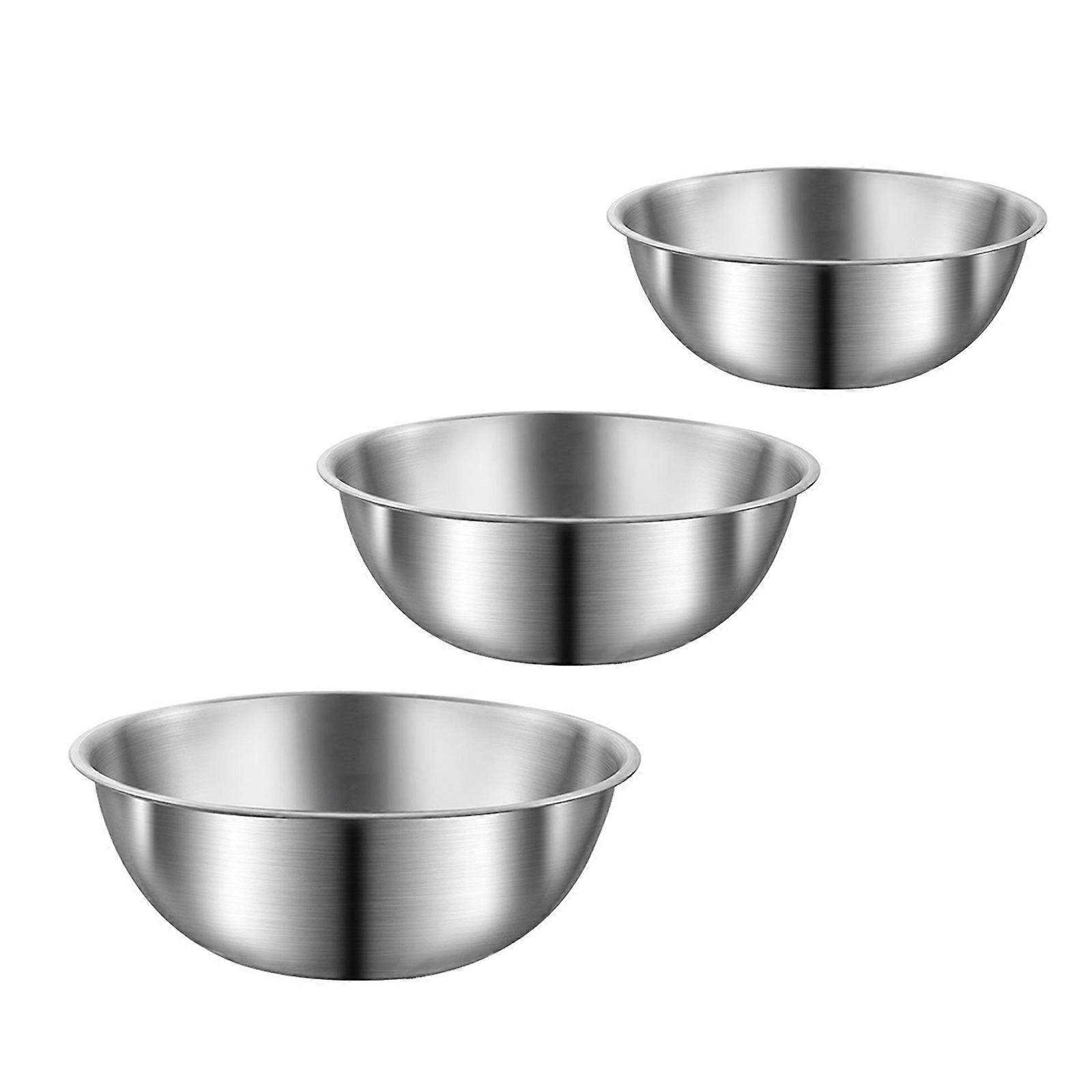 Set of 3 Practical Stainless Steel Food Storage Bowls Mixing Bowl with Graduated Measurements for Baking and Kneading Multicolor