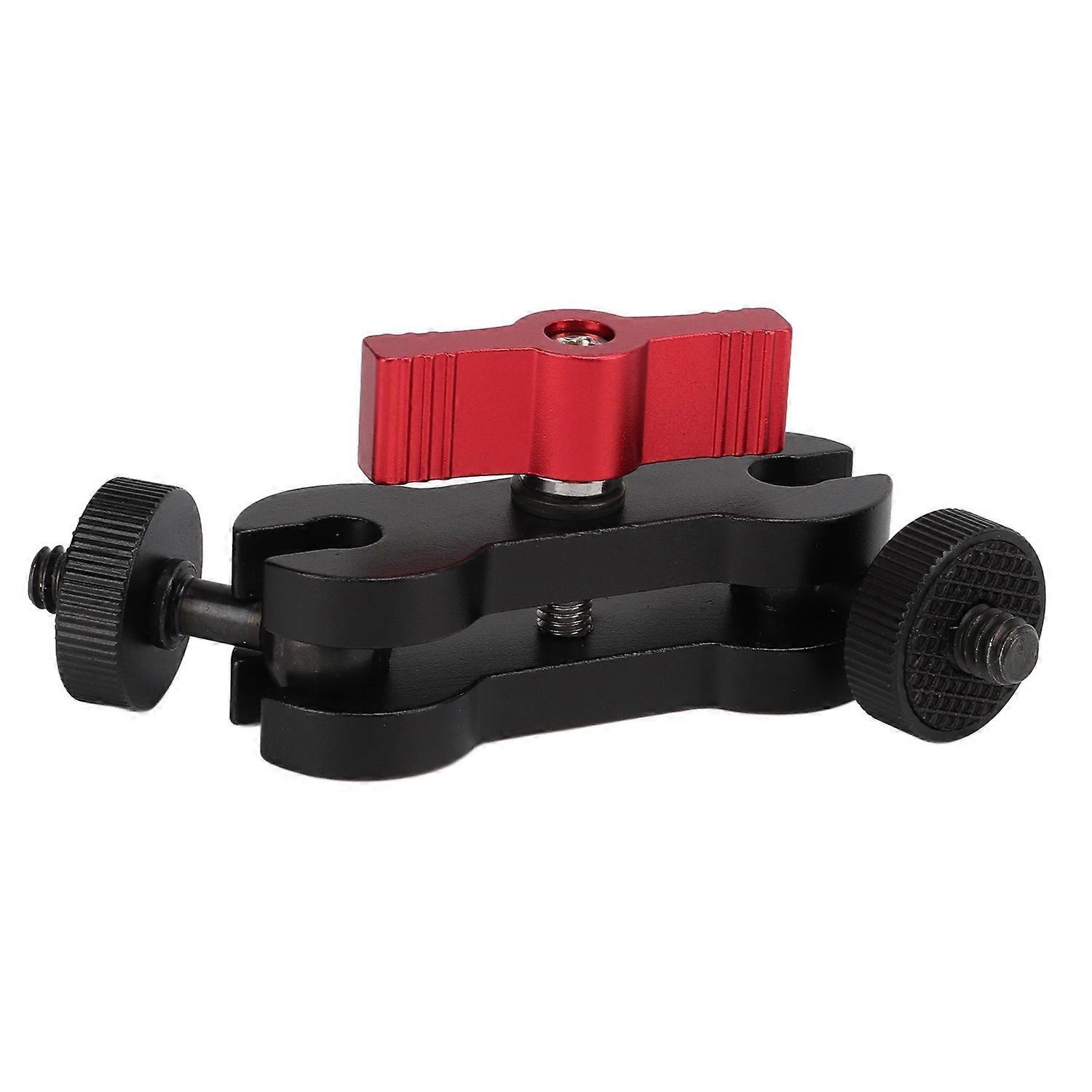 Universal Double Ball Head Mount Adapter Arm with 1/4in Screw Expanded Connection BracketRed