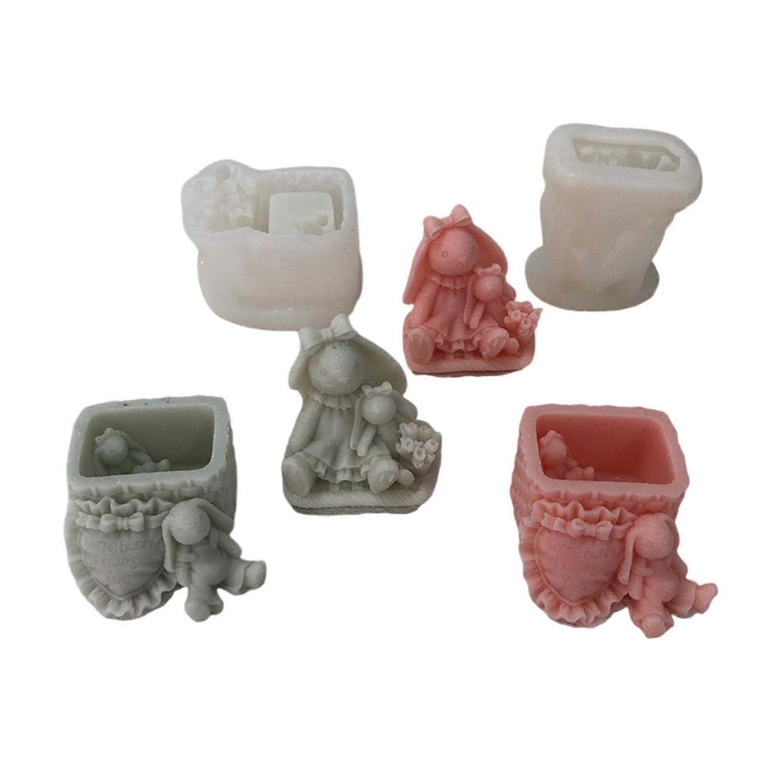 Spring Rabbit Resin Jar Molds with Lid for Making Jewelry Jar Storage Box DIY Art Craft, Rabbit Resin Case Molds Multicolor