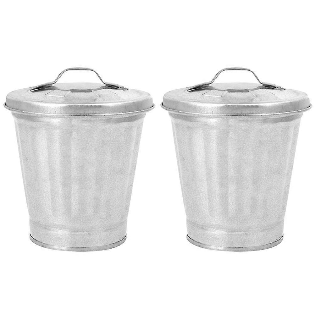 2pcs Small Trash Can Desktop Garbage Bin Multipurpose Storage Buckets Garbage Containers