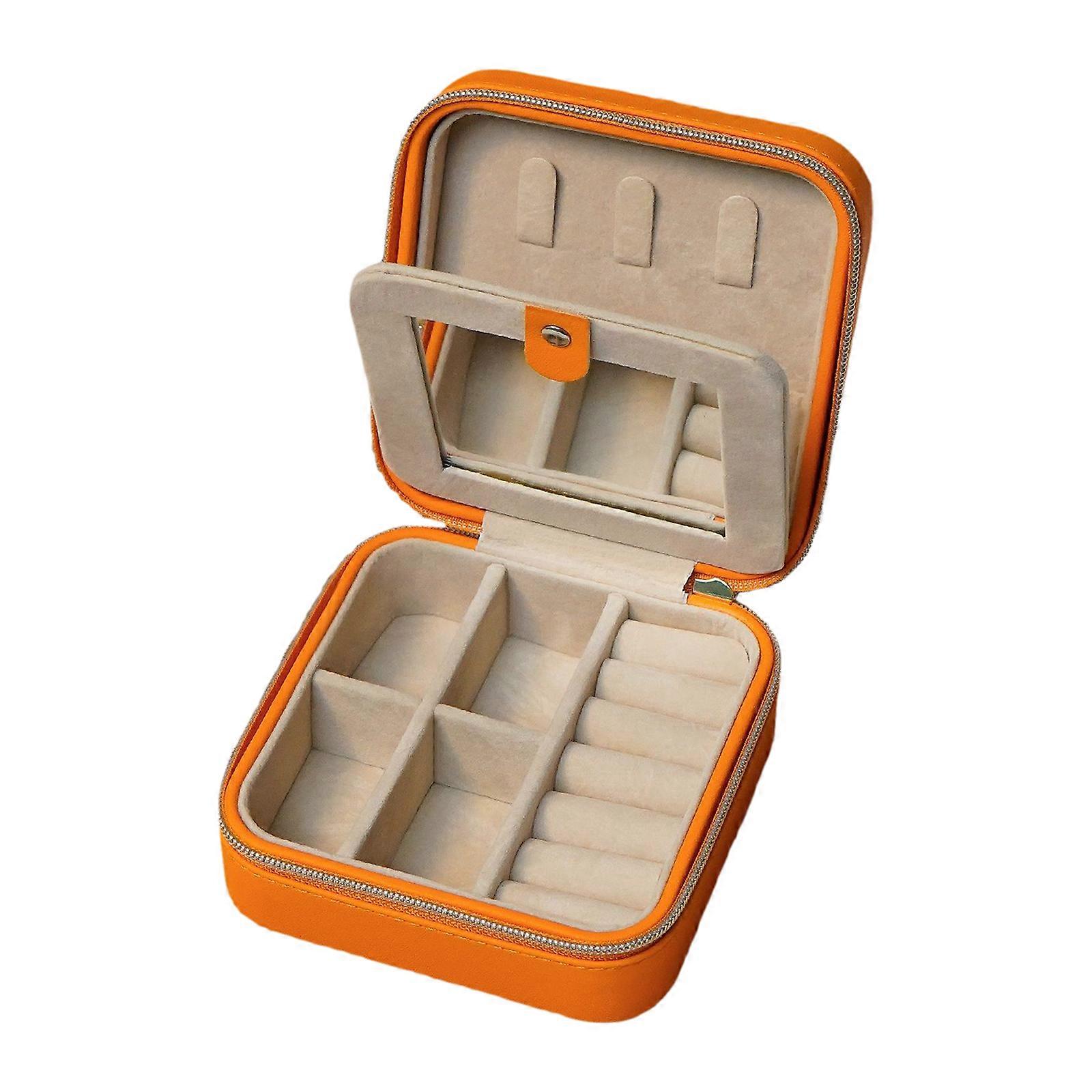 Jewelry Travel Case with Scratch Proof Lining And Practical PU Construction Storage Solution For Earrings Bracelets  Yellow