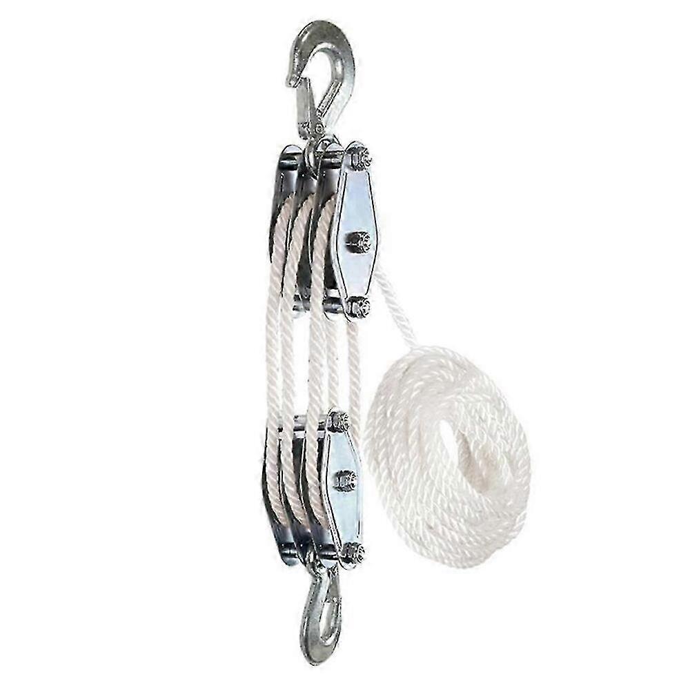 Heavy-Duty Lifting Hoist with 15m Rope and Block and Tackle Pulley System featuring Power Breaking Strength