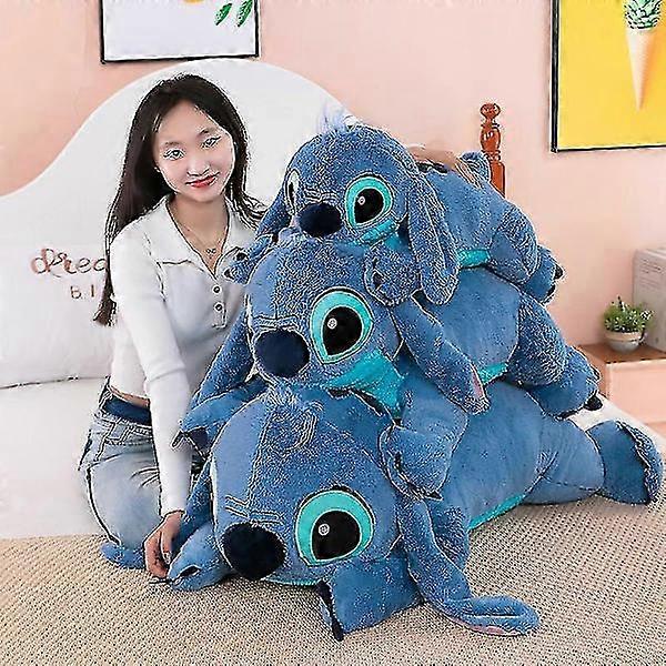 456080cm Stitch Doll Disney Plush Toys Lilostitch Plush Stuffed Animal Soft Pillow Prone Posture DarkLight Blue Cute Toy Gifts
