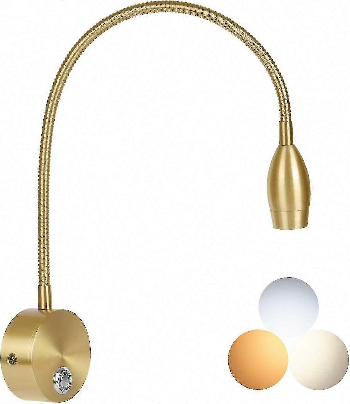 3W LED Dimmable Bedside Reading Light, Adjustable Color Temperature, Touch Control Wall Lamp