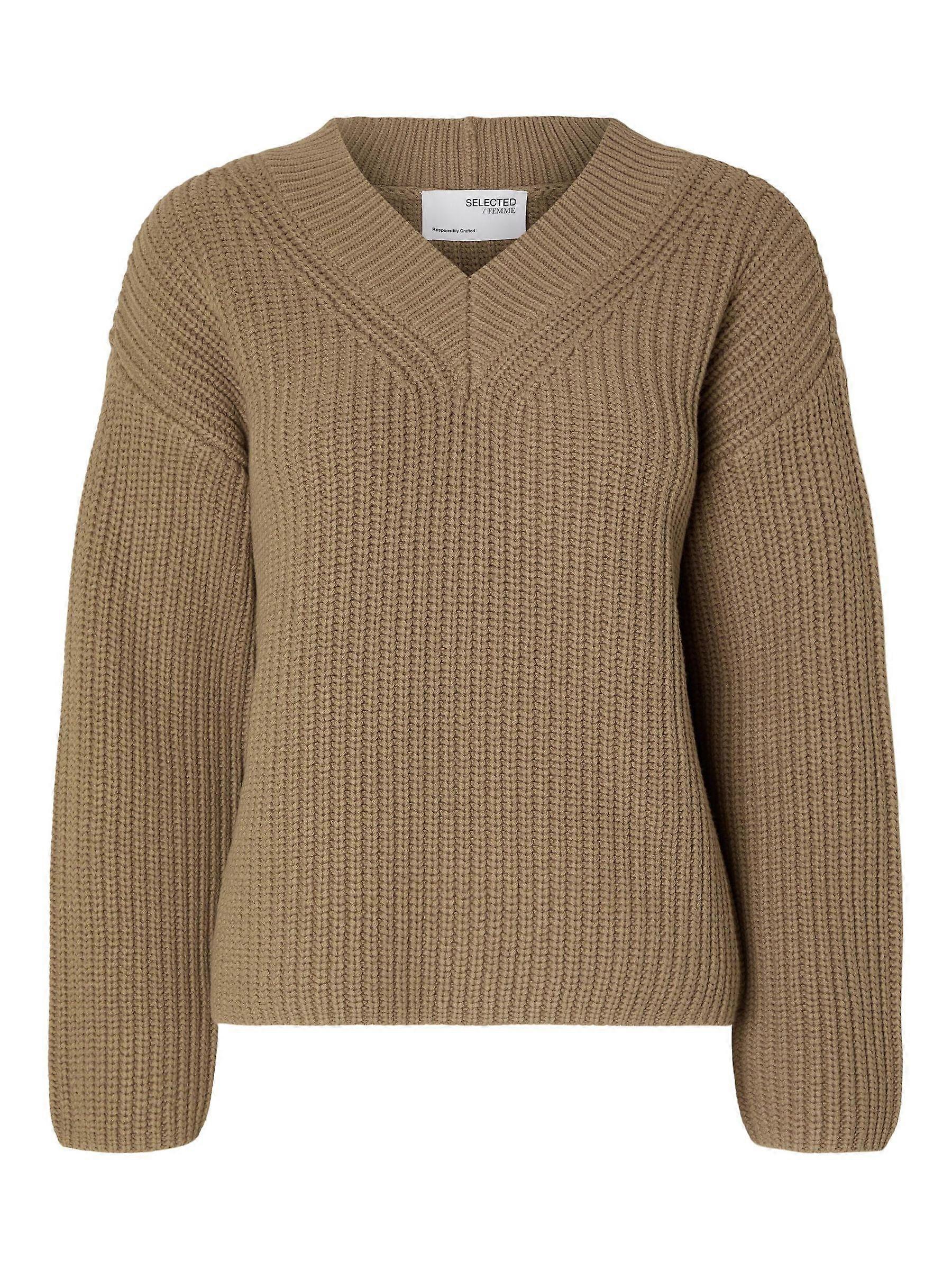 Damen Strickpullover Struktur Sweater Grobstrick Locker Elegant SELECTED