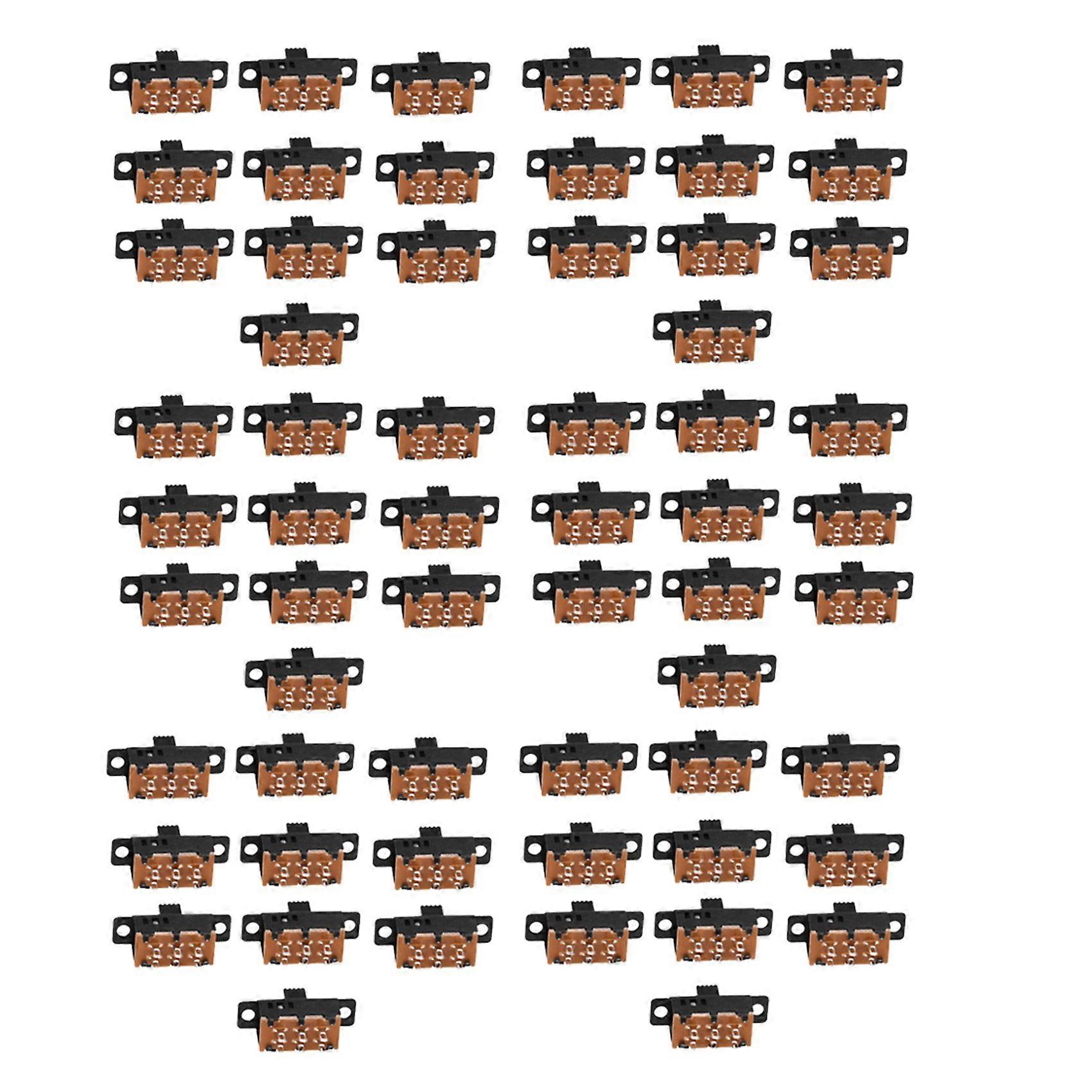 60Pcs High Knob 6 Pin 3 Position DPDT Panel Slide Switch 0.5A 50V DC