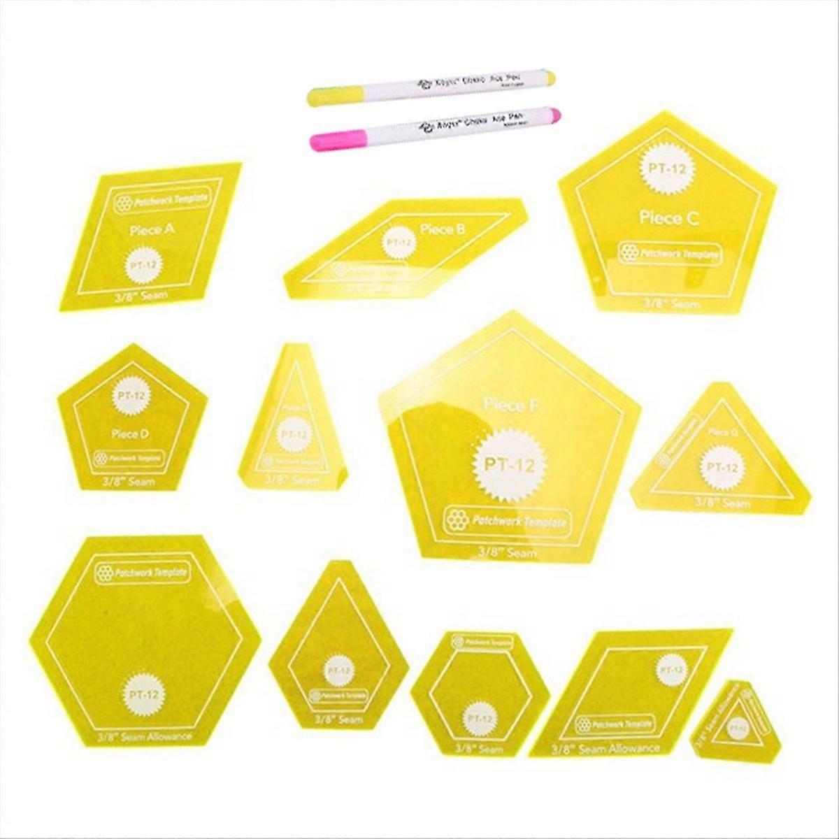 Set of 14 Patchwork/English Paper Piecing Quilt Template Set,Hand Sewing Template Diamond Triangle Patchwork Tool