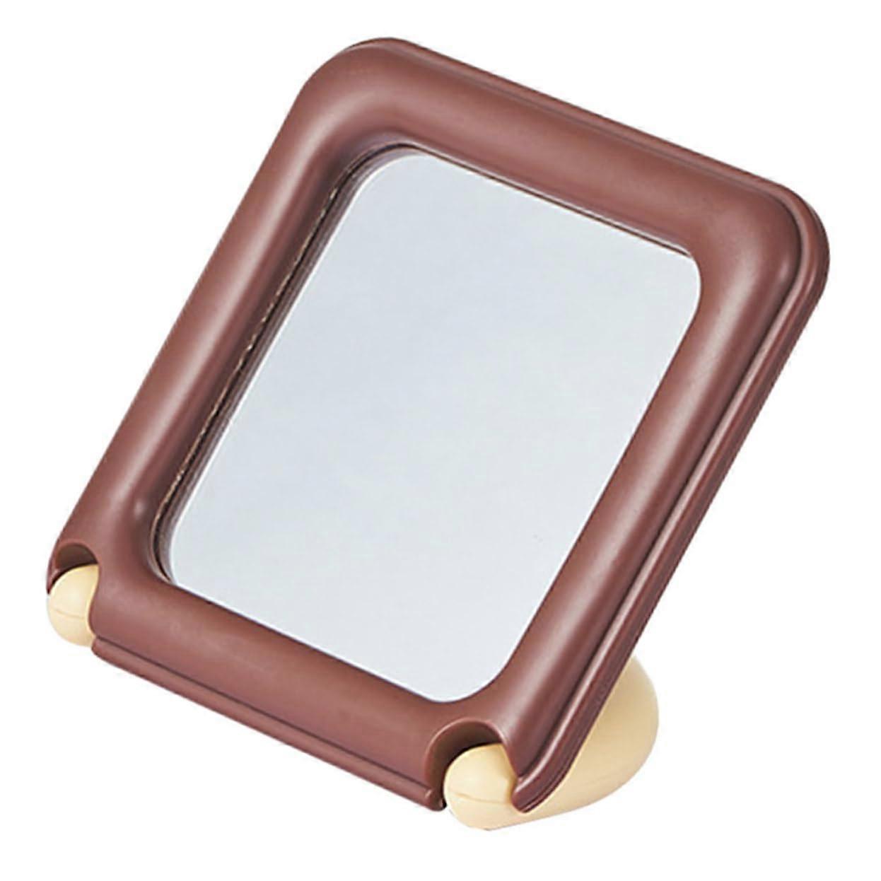 Foldable Tabletop Vanity Mirror Retro Chocolate Style with Clear Distortion Reflection