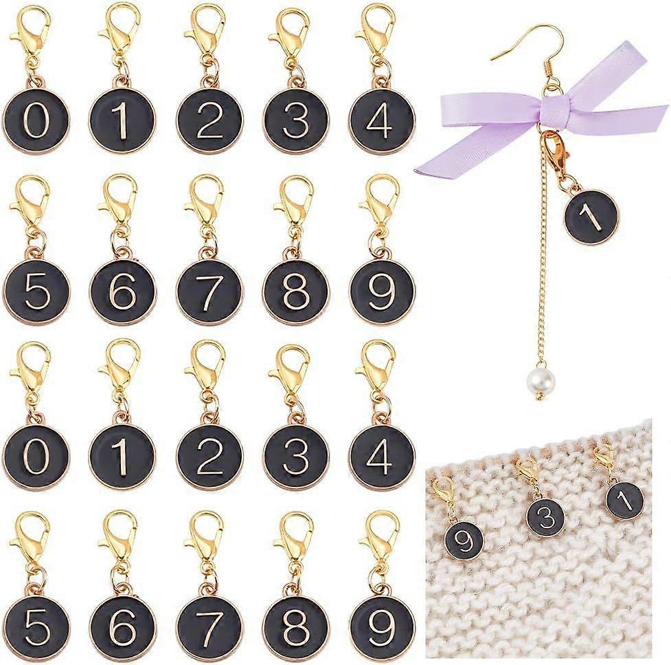 Stitch Markers Crochet Enamel Counting Charm Row Progress Keeper for Crocheting Knitting Tool 0-9 Number Charms