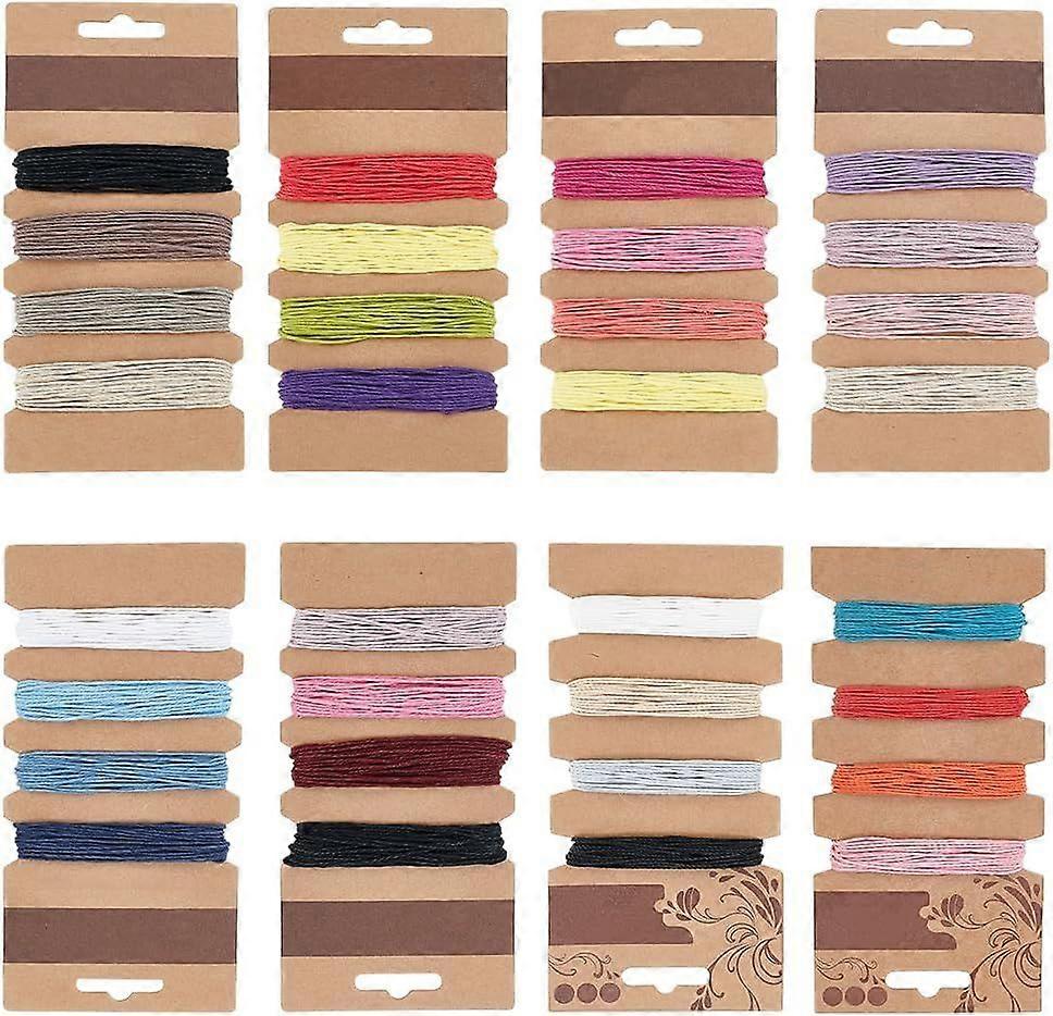 160 Yards 1mm Waxed Cotton Cord 32 Colors Waxed Beading Cord String Wax String for Bracelet Making Waxed Thread for Bracelets Macrame Beading Keychain