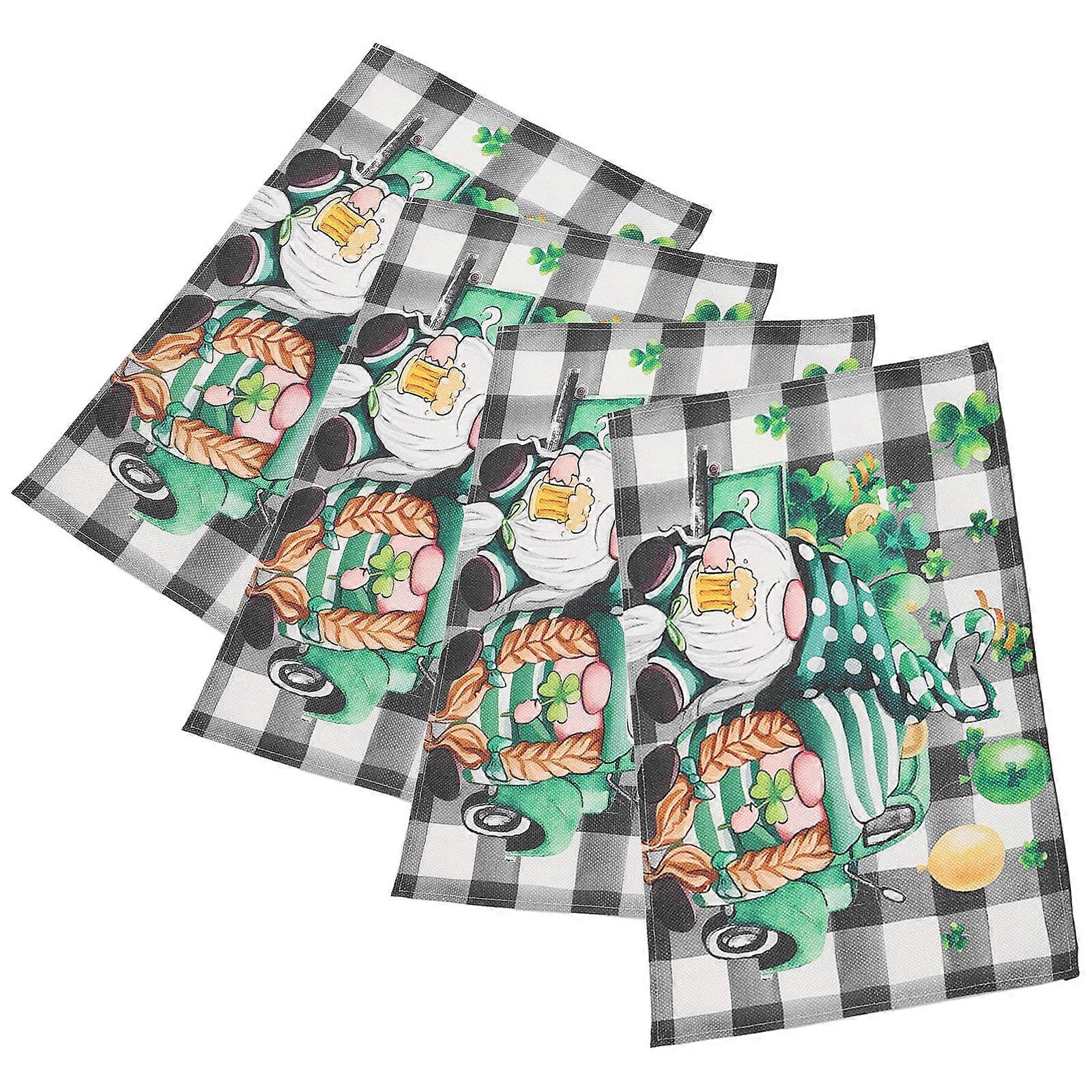 Multi Linen St Patrick's Day Placemats for Table Protection 4Pcs Dining Set
