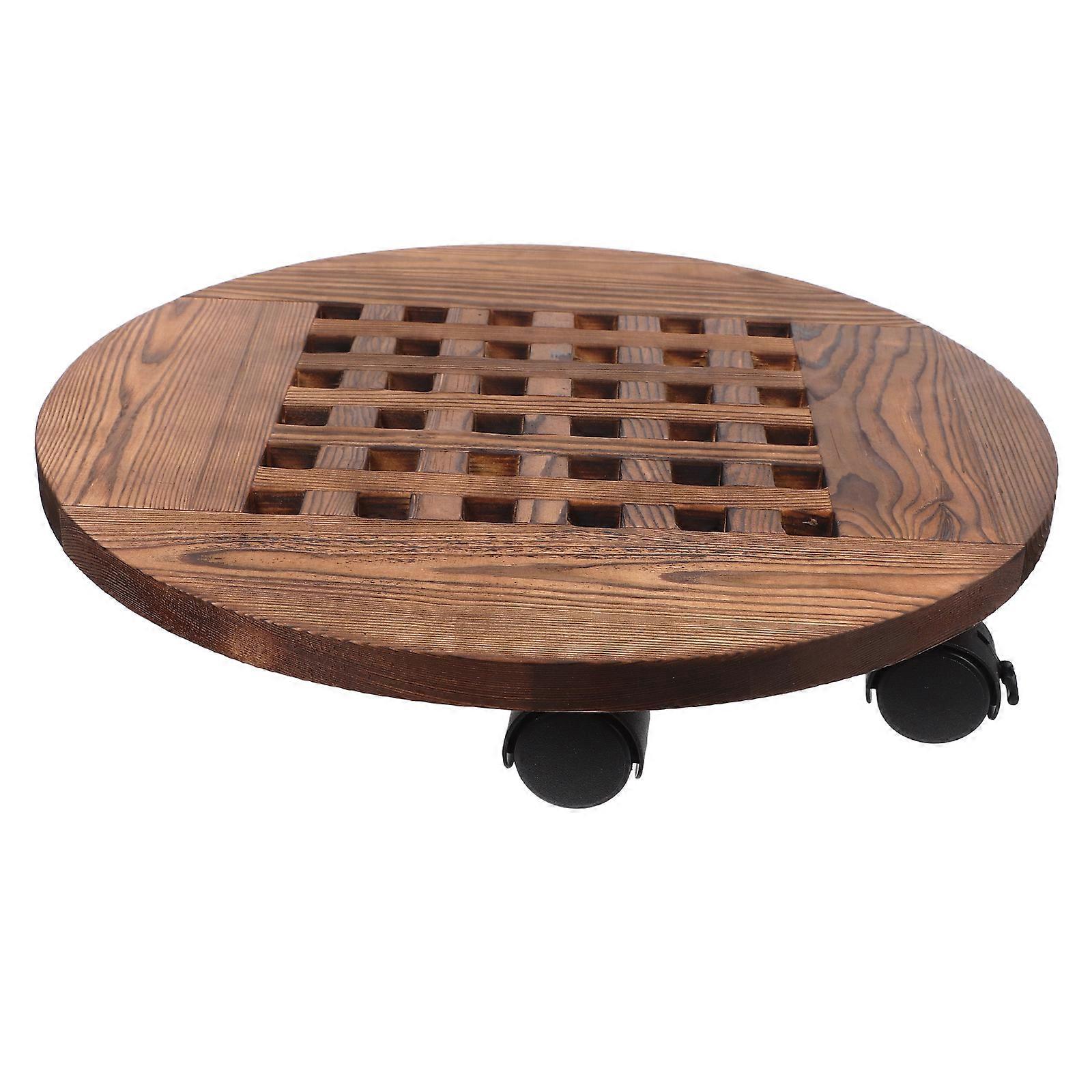 Wood Plant Stand with Wheels for Stable Support Movable Base