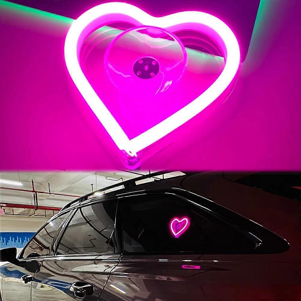 Car LED Ambient Light with Pink Heart Triangle Window Design, 12V Interior Atmosphere Decor