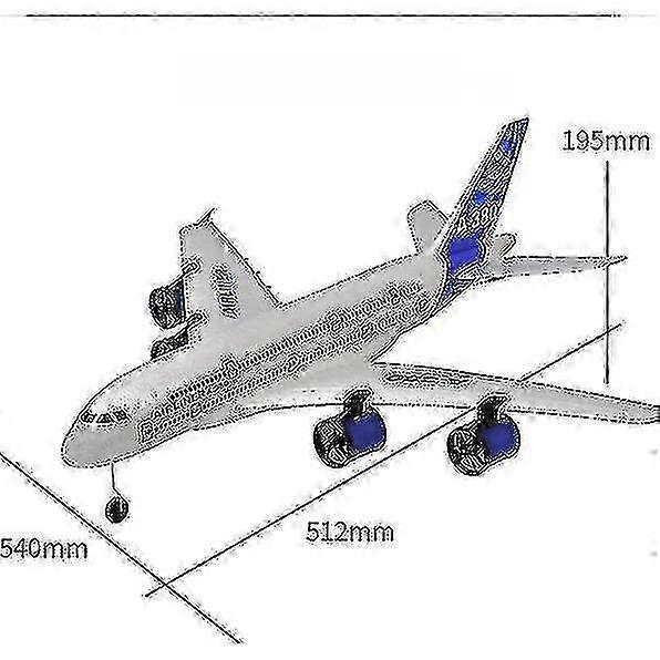 2 batteries Airbus A380 2.4g Rc Airplane Flying Aircraft Glider With Led Searchlight  For Fixed Wing  Plane Remo