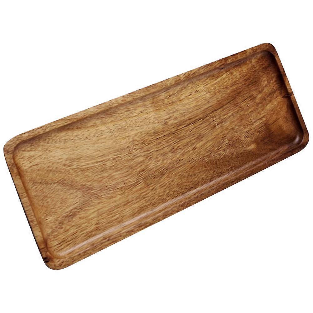 Light Brown Wood Serving Tray for Fruit and Bread Display