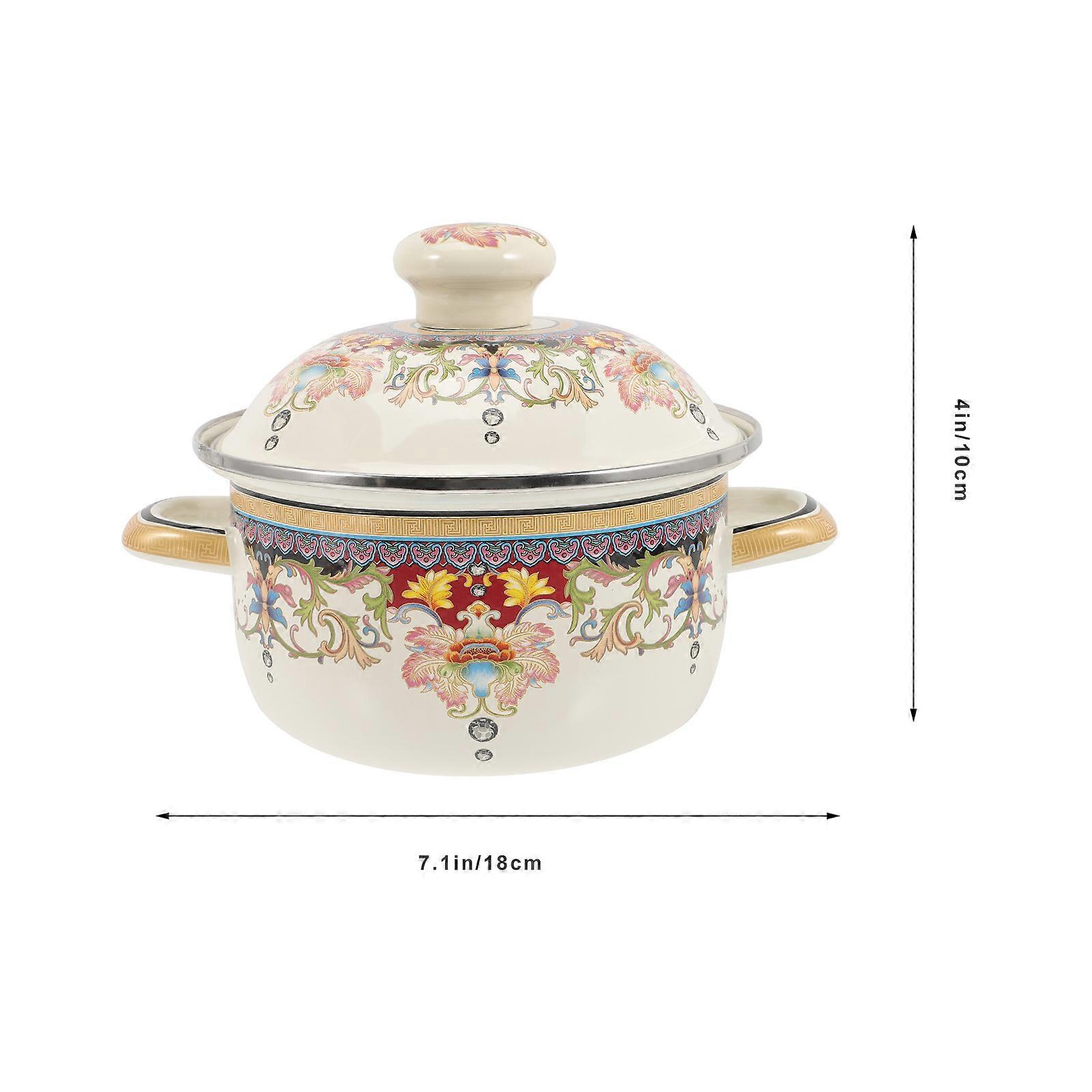 Multicolor Enamel Soup Pot for Use Practical Cooking Pot with Handles