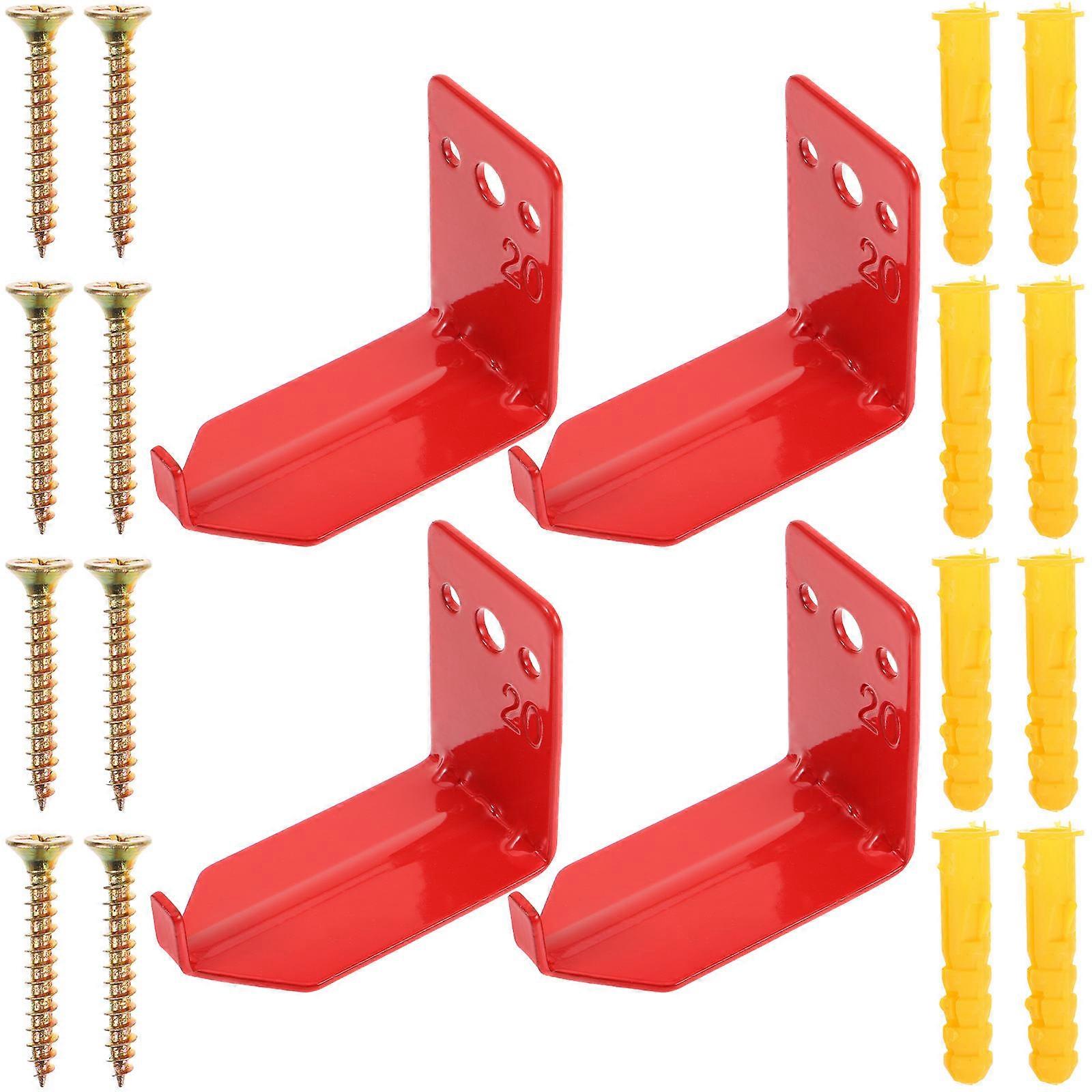 Fire Extinguisher Mounting Bracket Metal Hooks for Hanging 4Pcs Red Wall