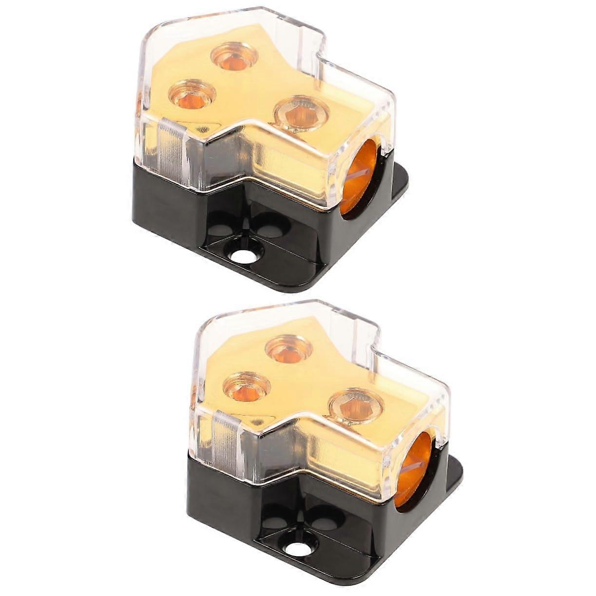 2pcs Car Audio Distribution Block 2 Way Power and Ground Splitter for Amplifier Systems