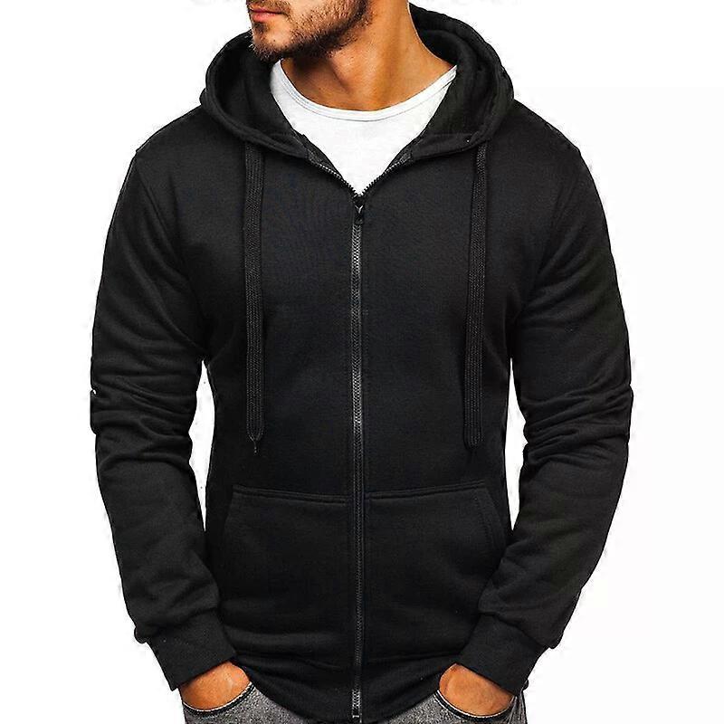 Jacket Coat Hoodie Sweatshirt Outwear Basic Hooded Zip Sweat Men