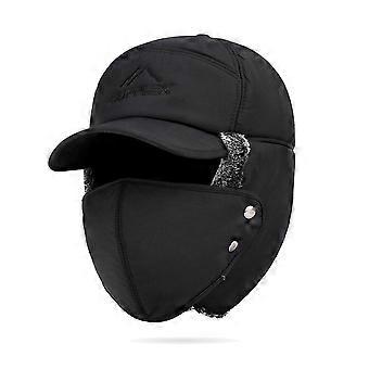 Männer Winter Ohrenklappe Trapper Hut Gesichtsmaske Pelz Flieger Thermal Warm Schnee Skikappe