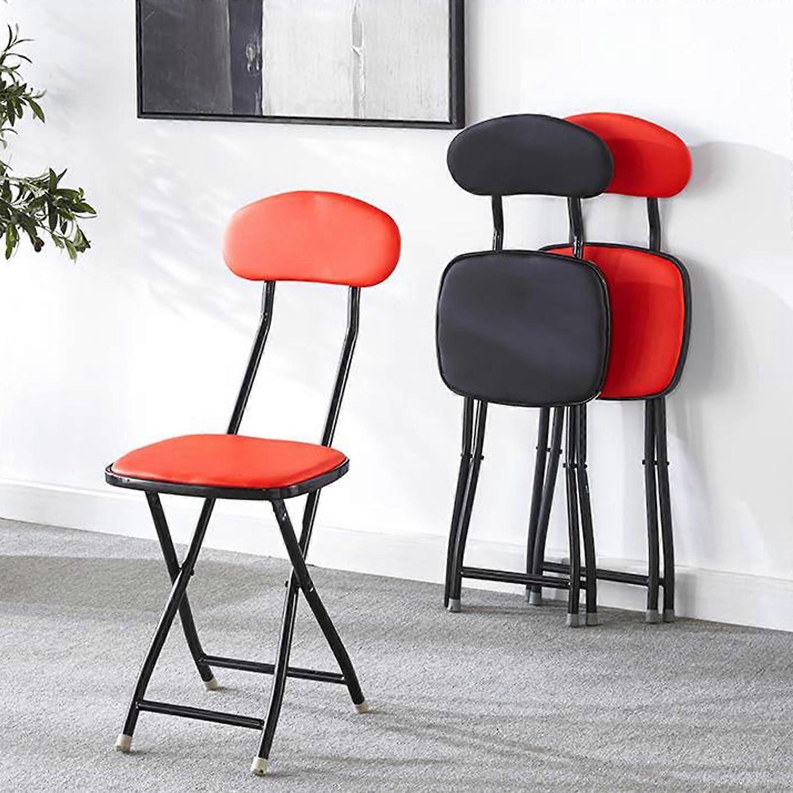 Metal Folding Chair with Ergonomic Back Support, SpaceSaving Design, Comfortable Red 80cm Seat