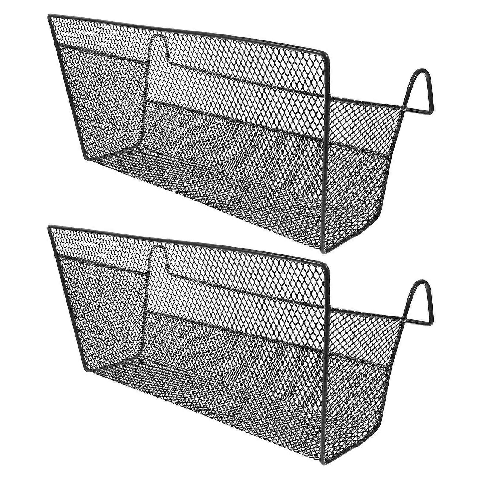 Wire Hanging Basket Storage Dormitory Home Accessory Black 37.5X18.5X17.5CM Multi-Function 2Pcs